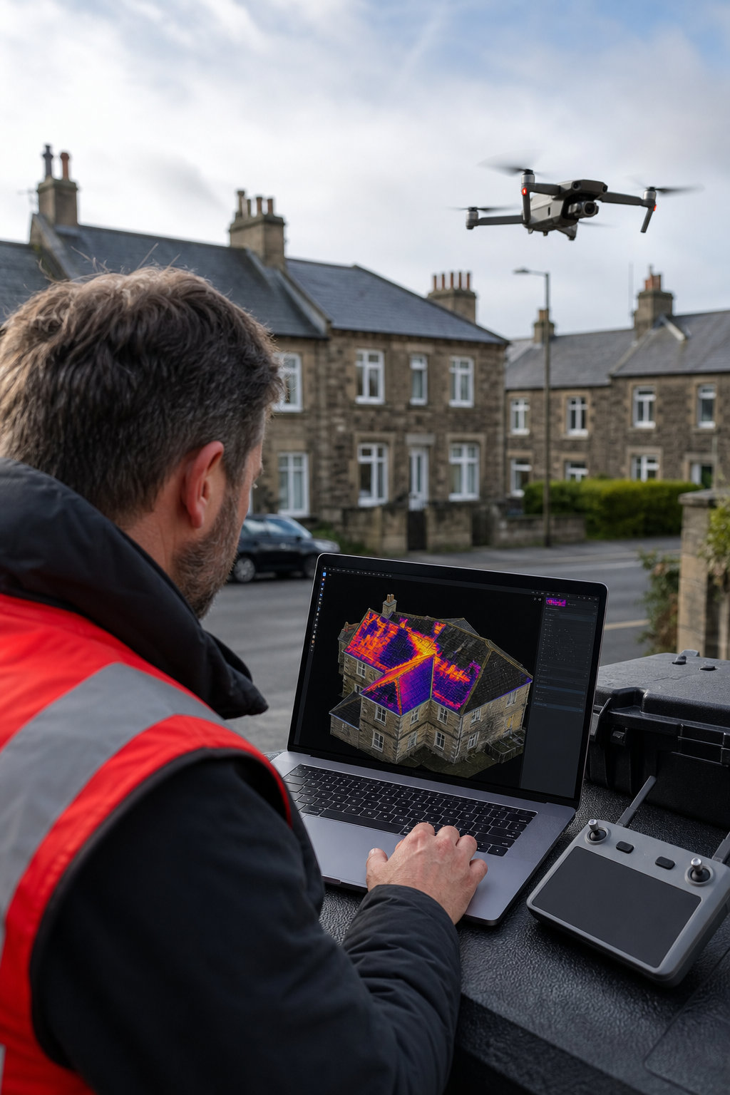 drone‑generated 3D roof model with thermal data