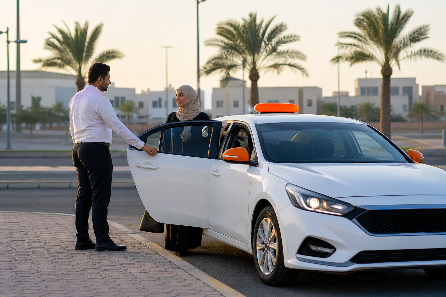 تاكسي الوفرة يقترب من الركاب في الوفرة