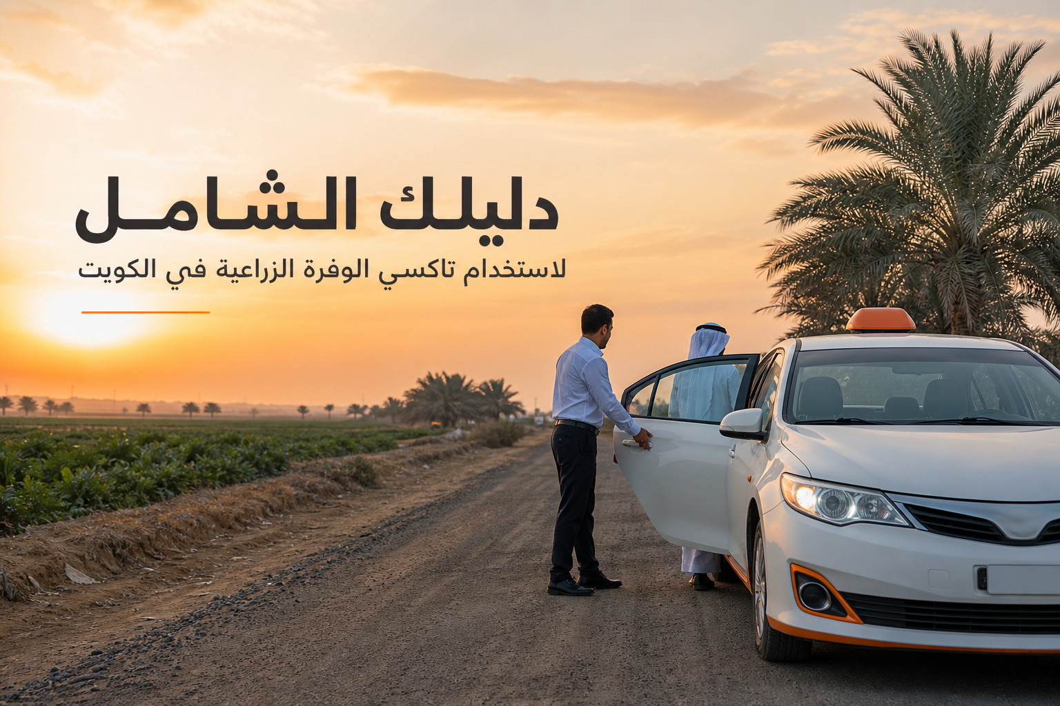 تاكسي الوفرة الزراعية ينتظر في طريق ريفية.