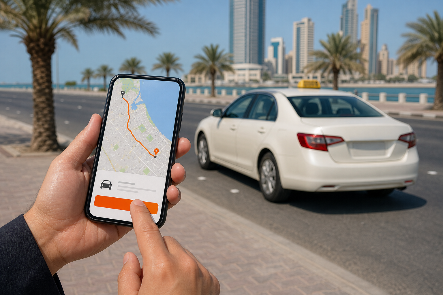 حجز تاكسي العباسية عبر التطبيق على هاتف ذكي
