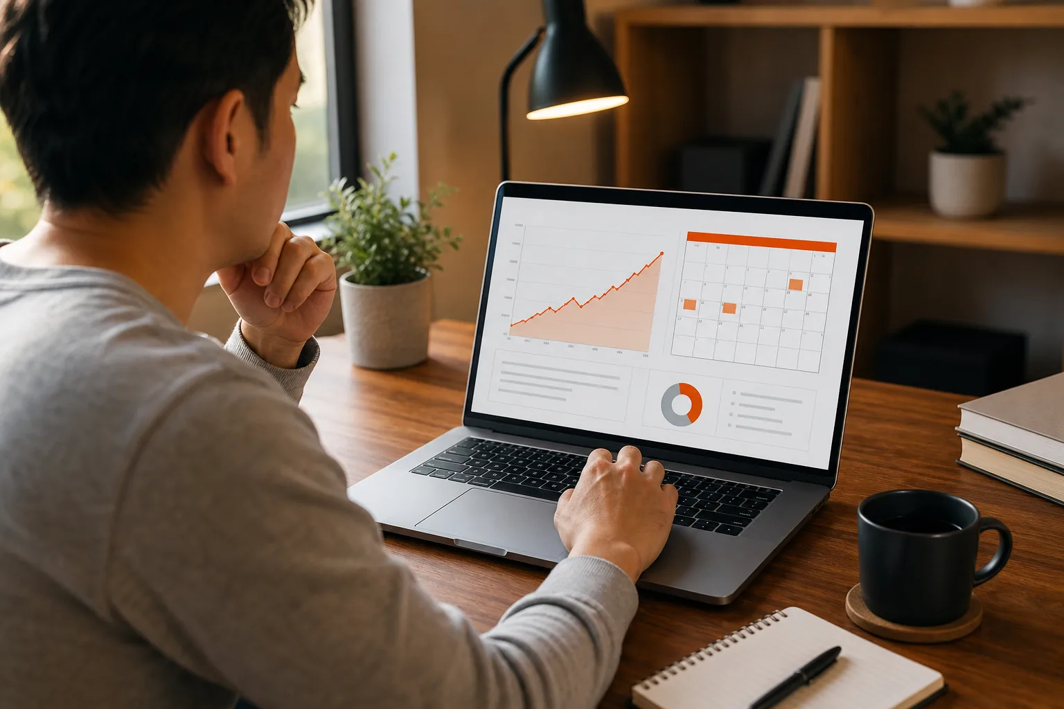 Freelancer reviewing IUL policy and cash value growth chart