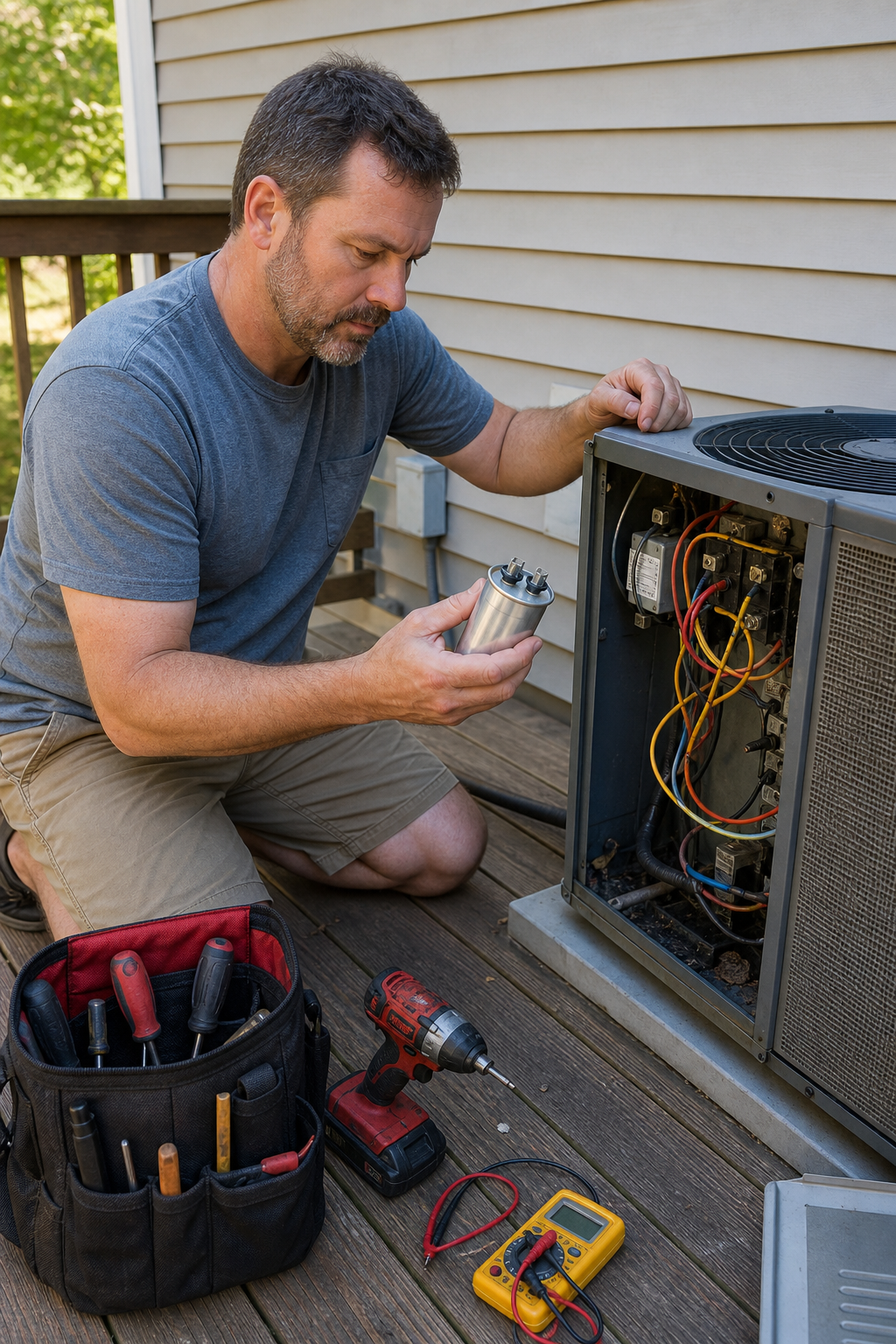 DIY AC capacitor replacement kit in Knoxville.