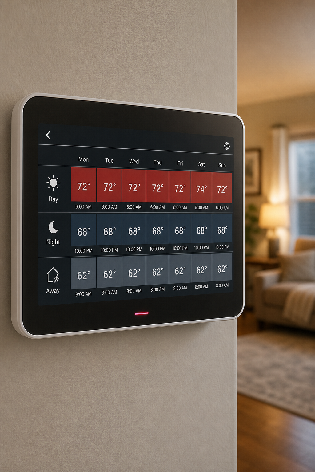heat pump thermostat programming schedule for East Tennessee home.