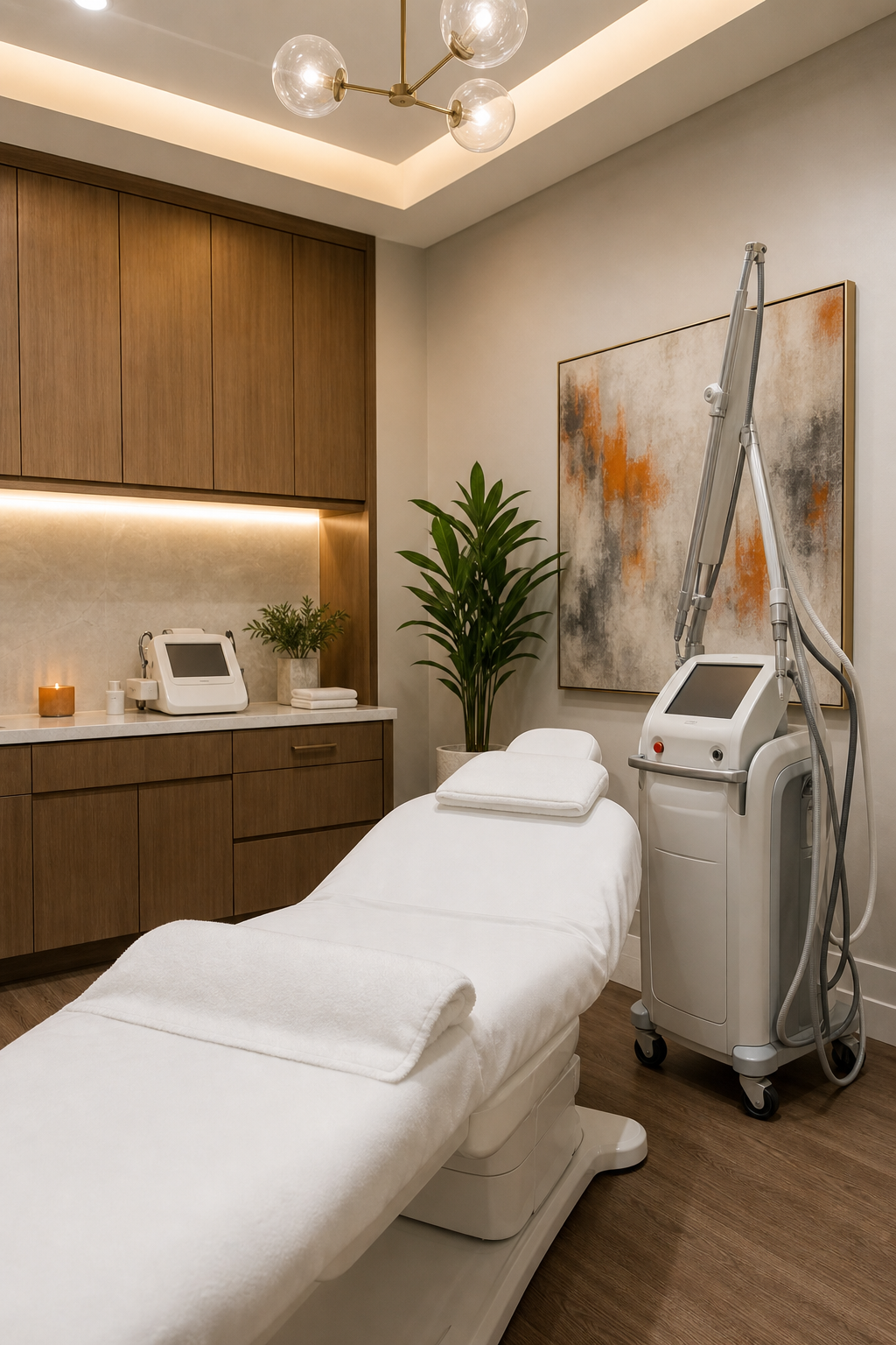 luxury laser skin resurfacing treatment room at a medical spa in Edmond OK.