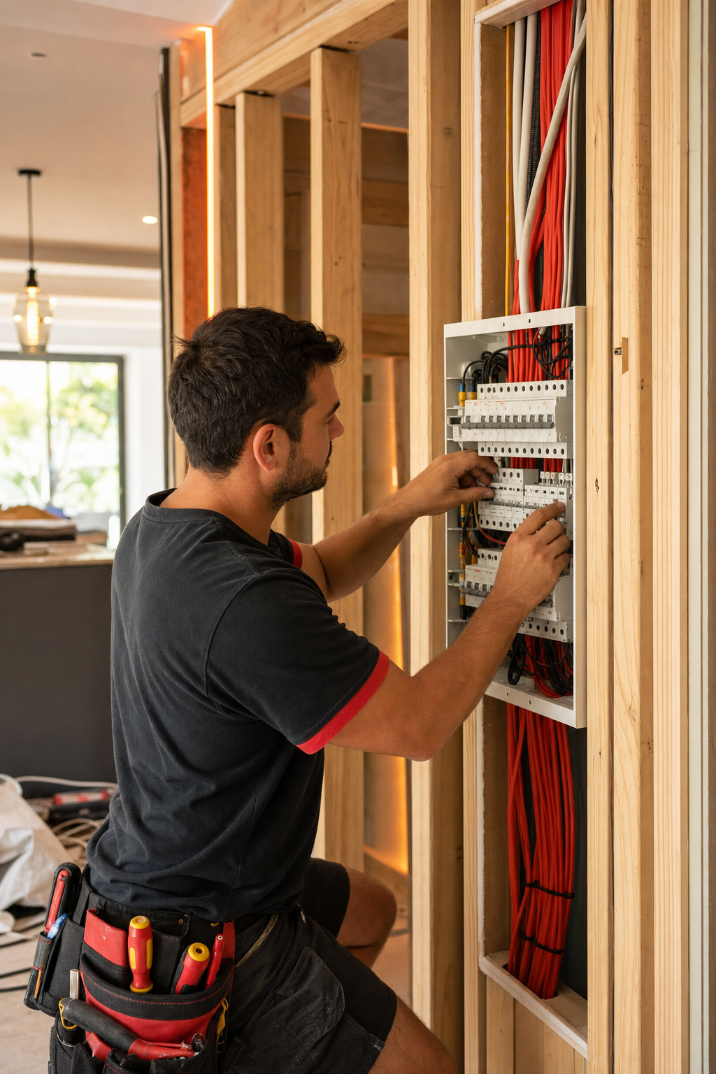 electrician for home renovation Melbourne installing switchboard upgrade.
