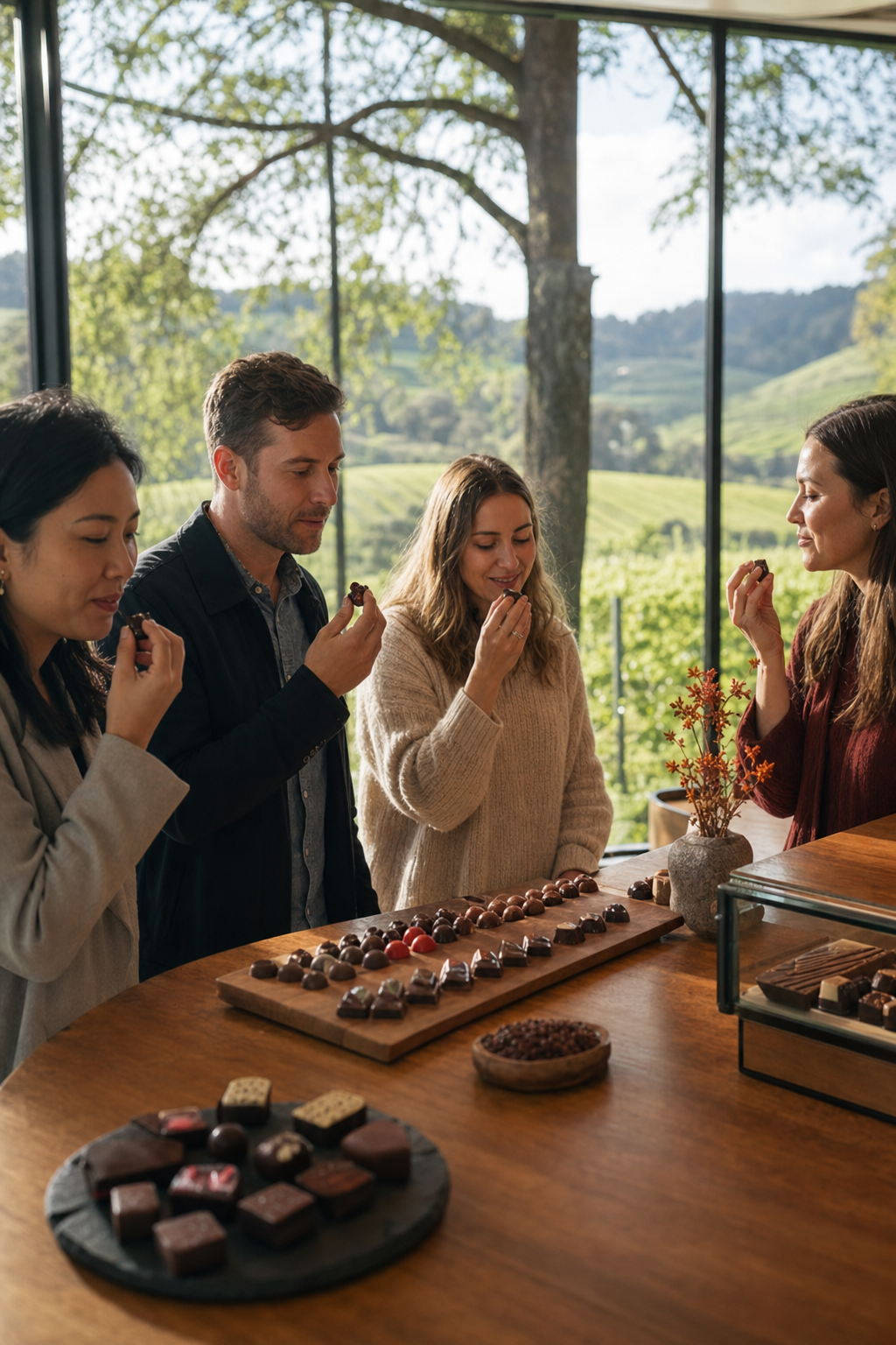 wine tasting tour with chocolate tasting Victoria at a Yarra Valley chocolaterie.
