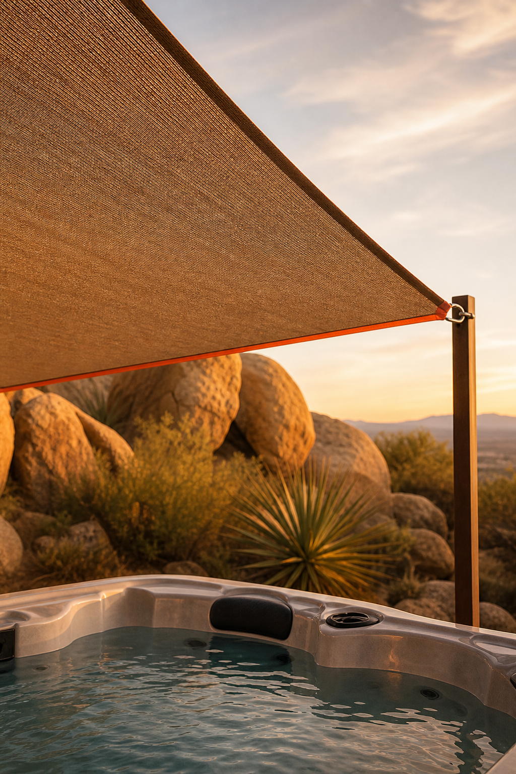 hot tub shade sail fabric desert