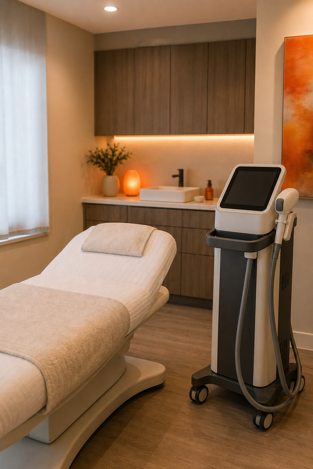 advanced diode laser hair removal clinic treatment room Edmond OK.