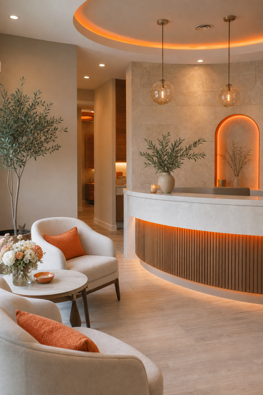 membership laser hair removal spa Edmond Oklahoma warm interior.