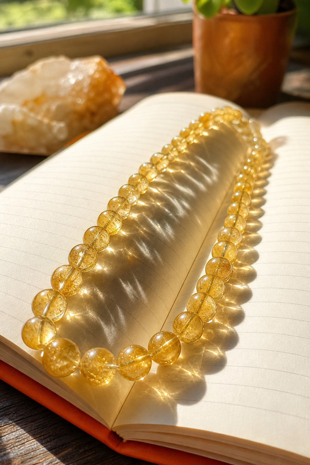 citrine crystal necklace enhancing mental clarity.
