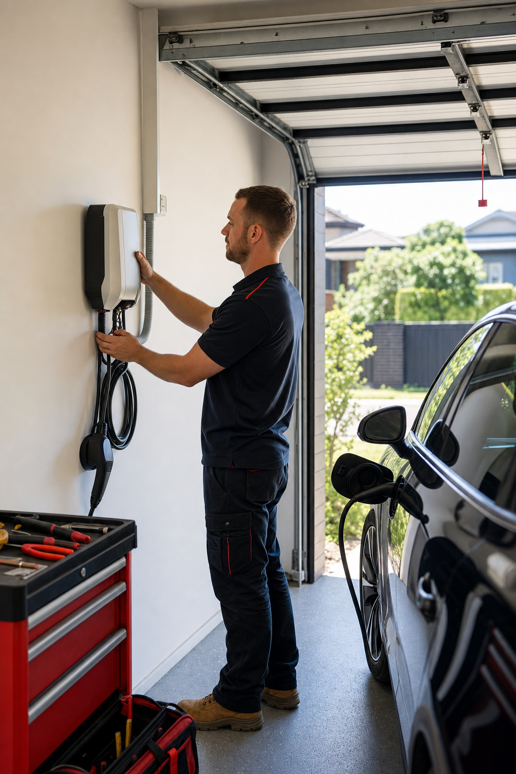 EV charger installation specialist Melbourne eastern suburbs residential garage.