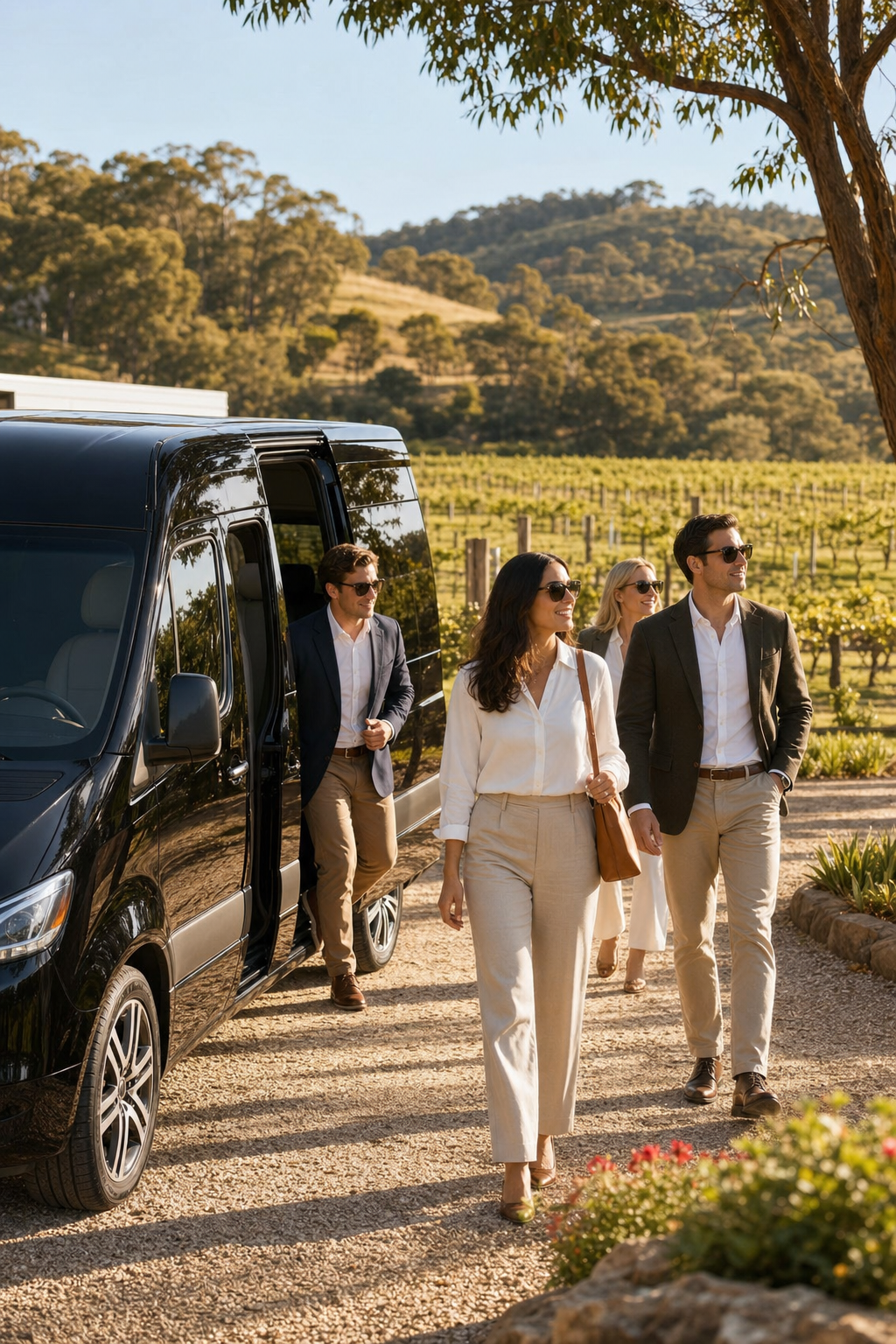 private corporate wine tour Melbourne Yarra Valley luxury vehicle.