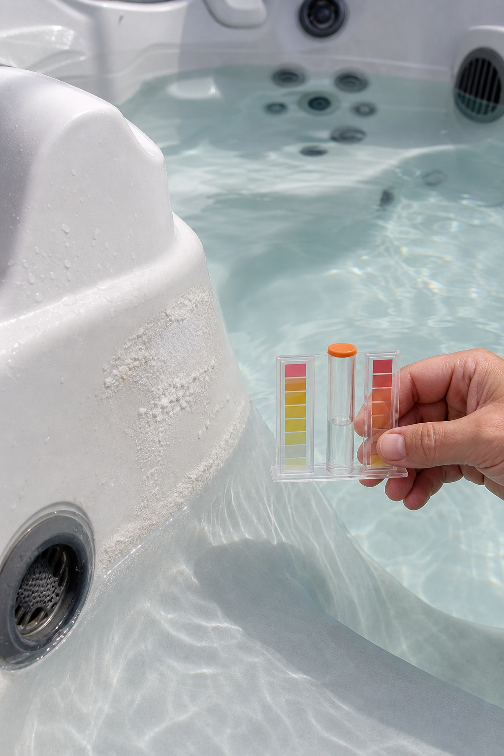 calcium hardness testing and scale prevention in a hot tub