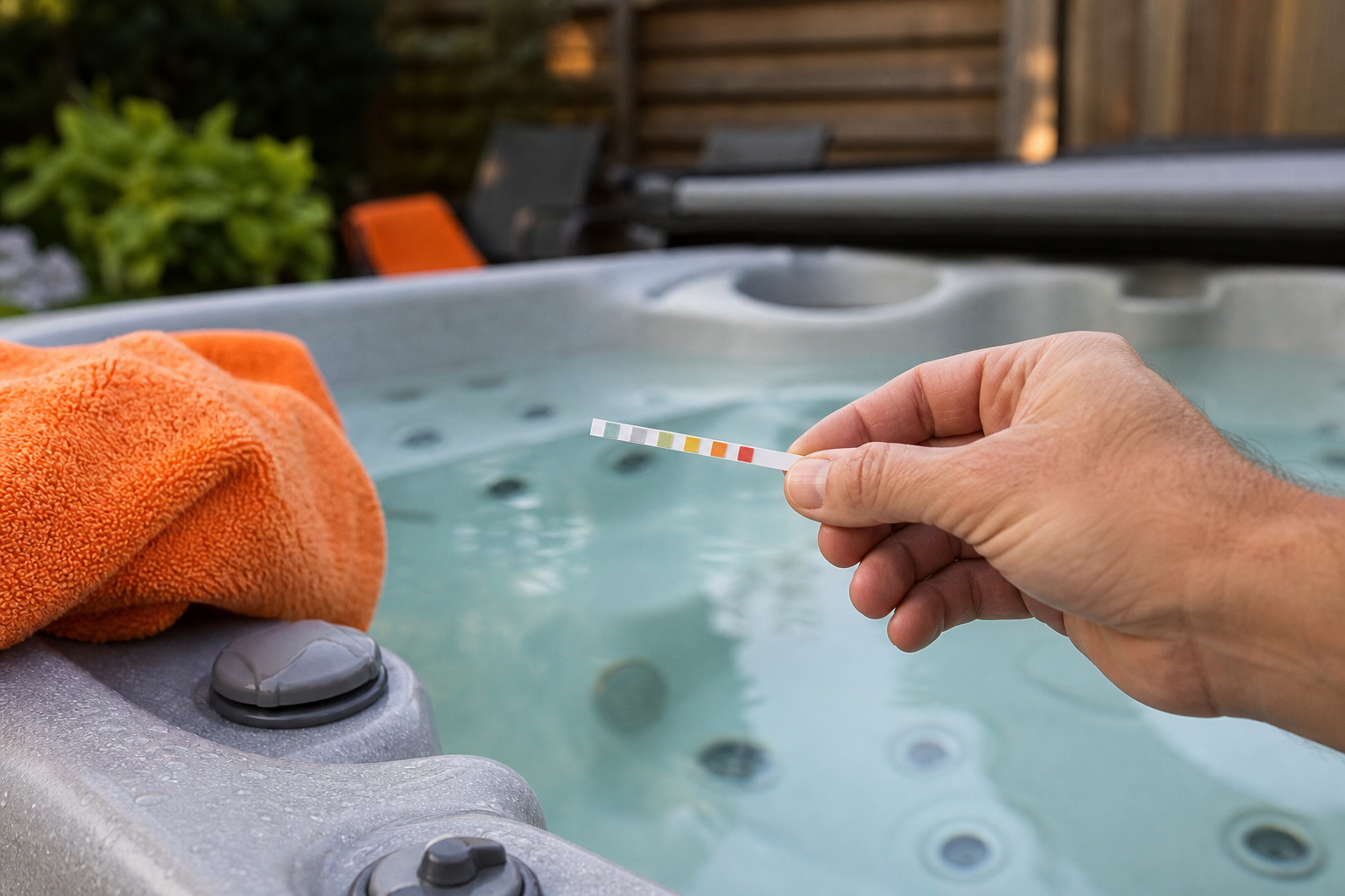 hot tub water testing for clarity and chemistry.