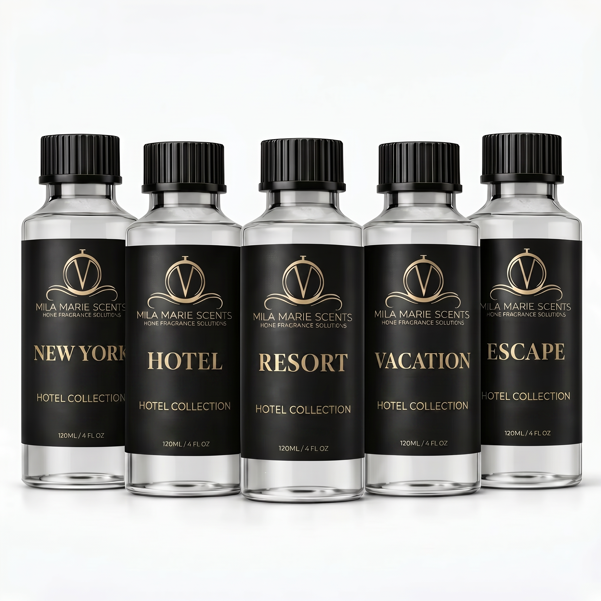 A warm, softly lit luxury hotel living room interior with a sleek tabletop cold-air diffuser on a marble side table, amb