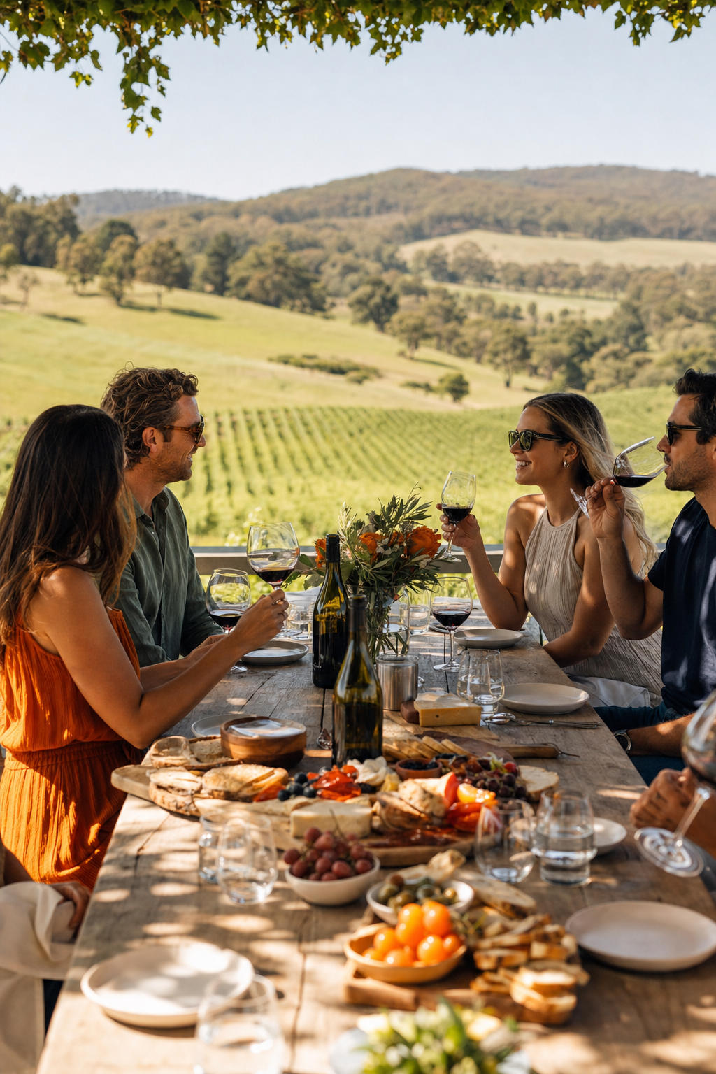 private wine tasting lunch Yarra Valley winery celebration group.