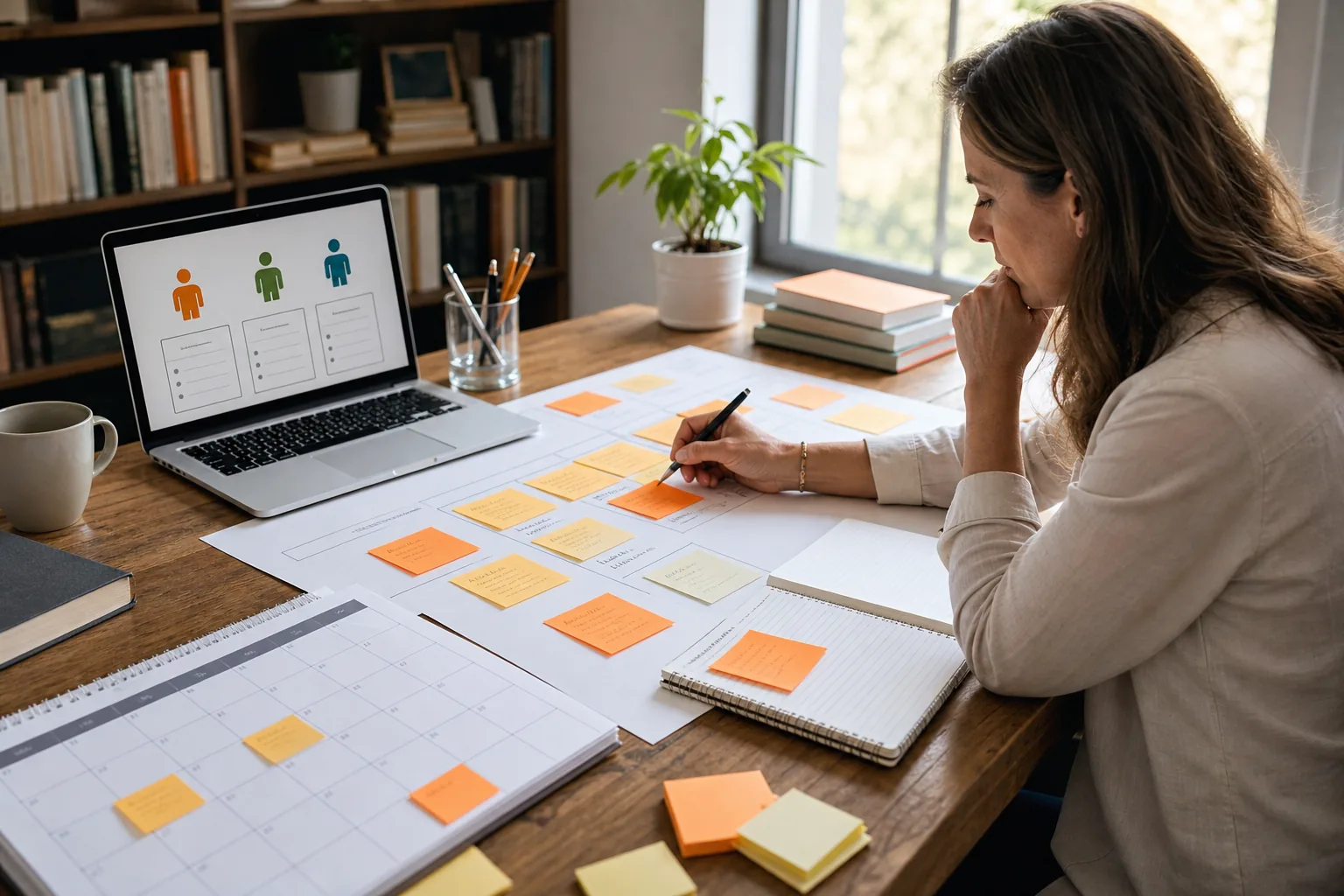 Nonfiction author planning a book marketing campaign from webinar lessons.