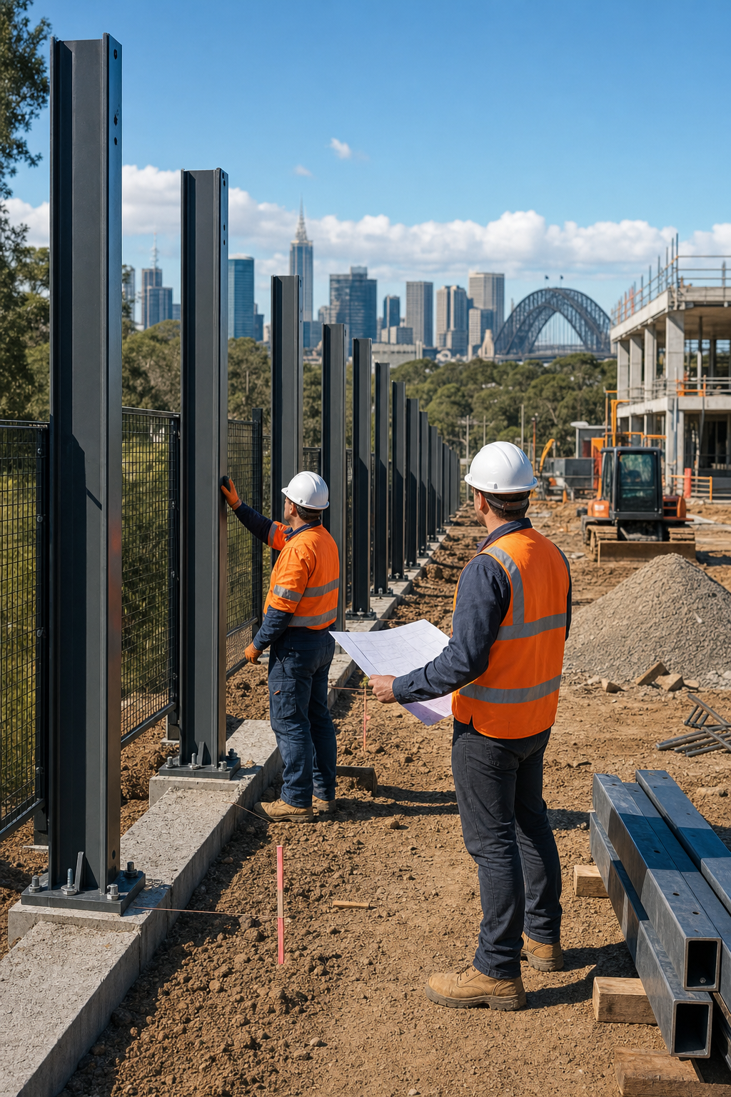 commercial security fence steel structure installation meeting AS/NZS 4100-2020 compliance in Sydney.