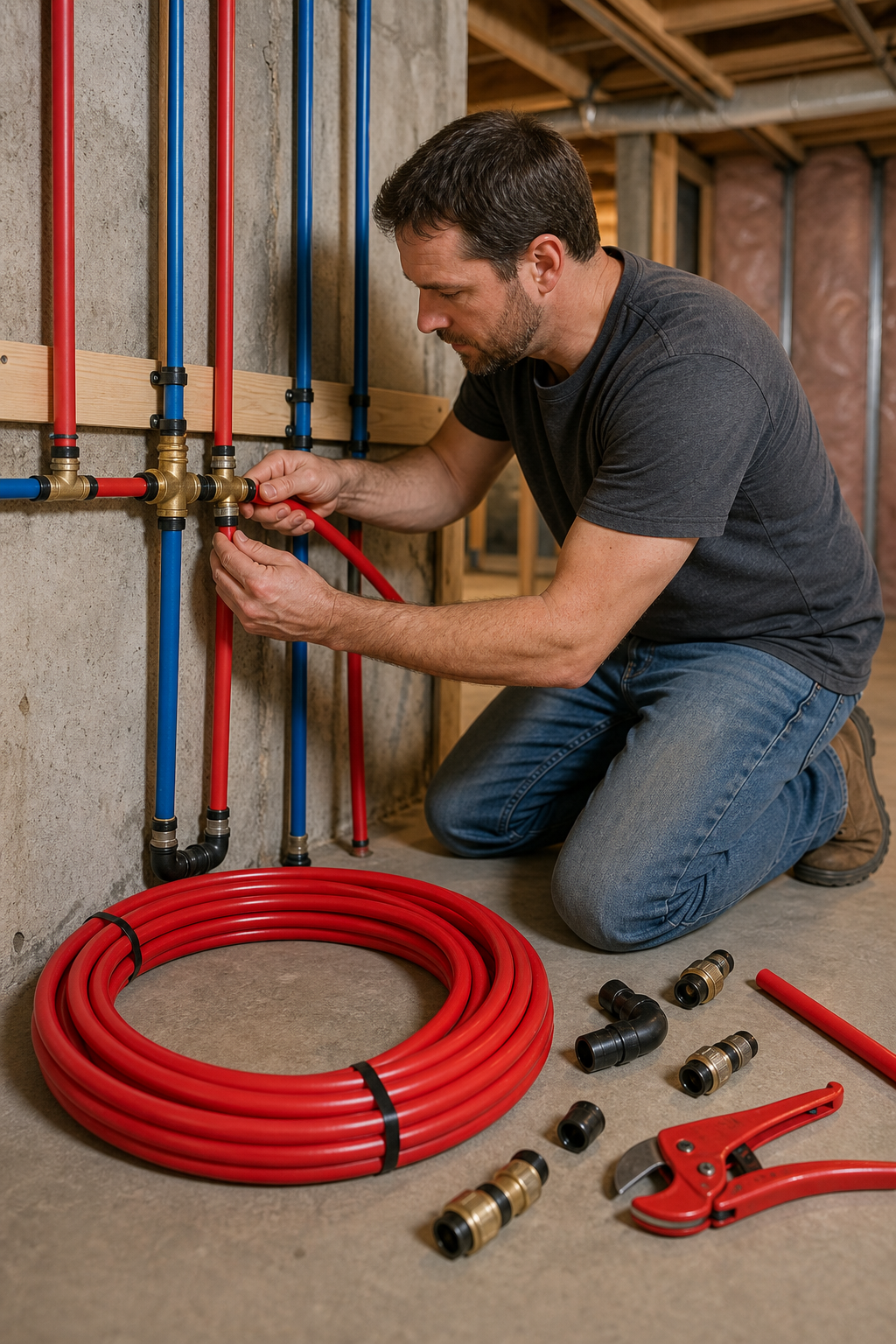 DIY PEX installation step-by-step visual guide.