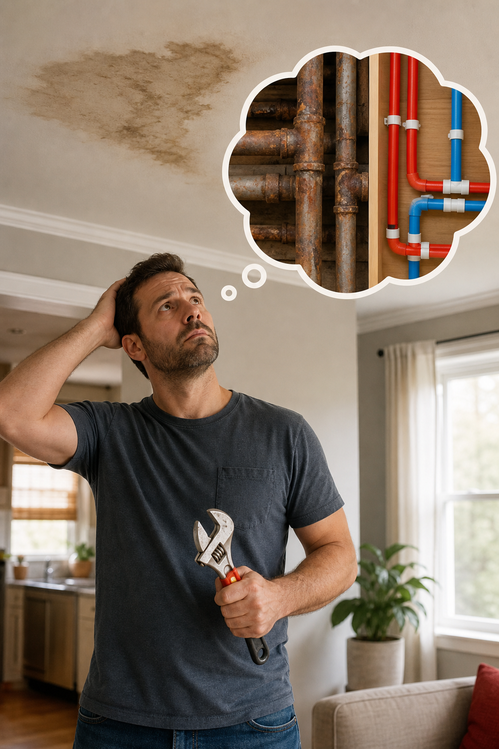 visual guide to signs that indicate a repipe is needed.