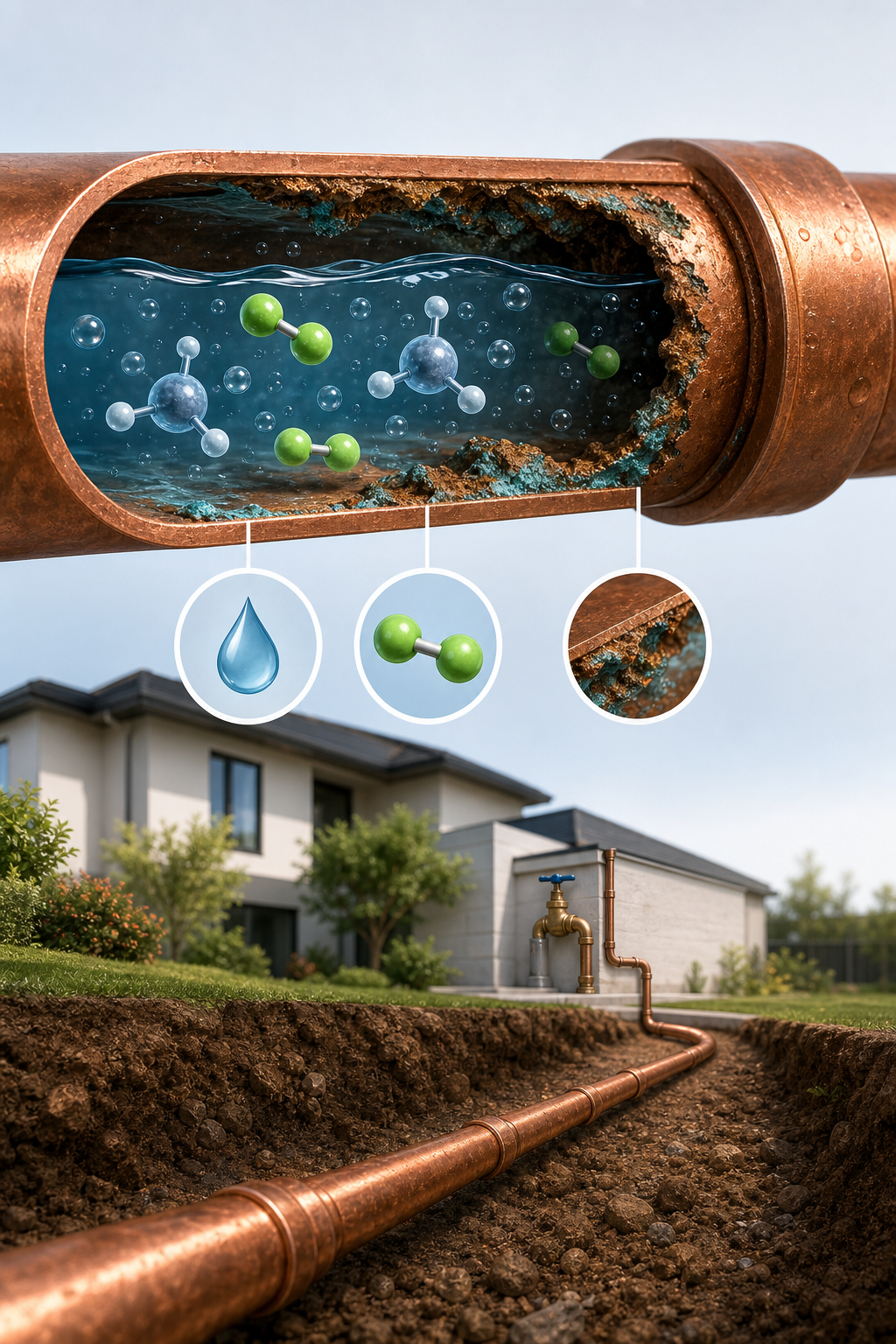 copper pipe corrosion causes diagram