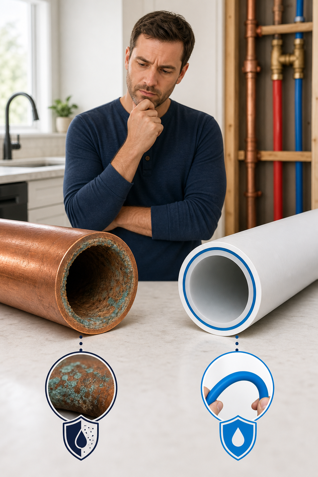 copper vs PEX repiping comparison diagram