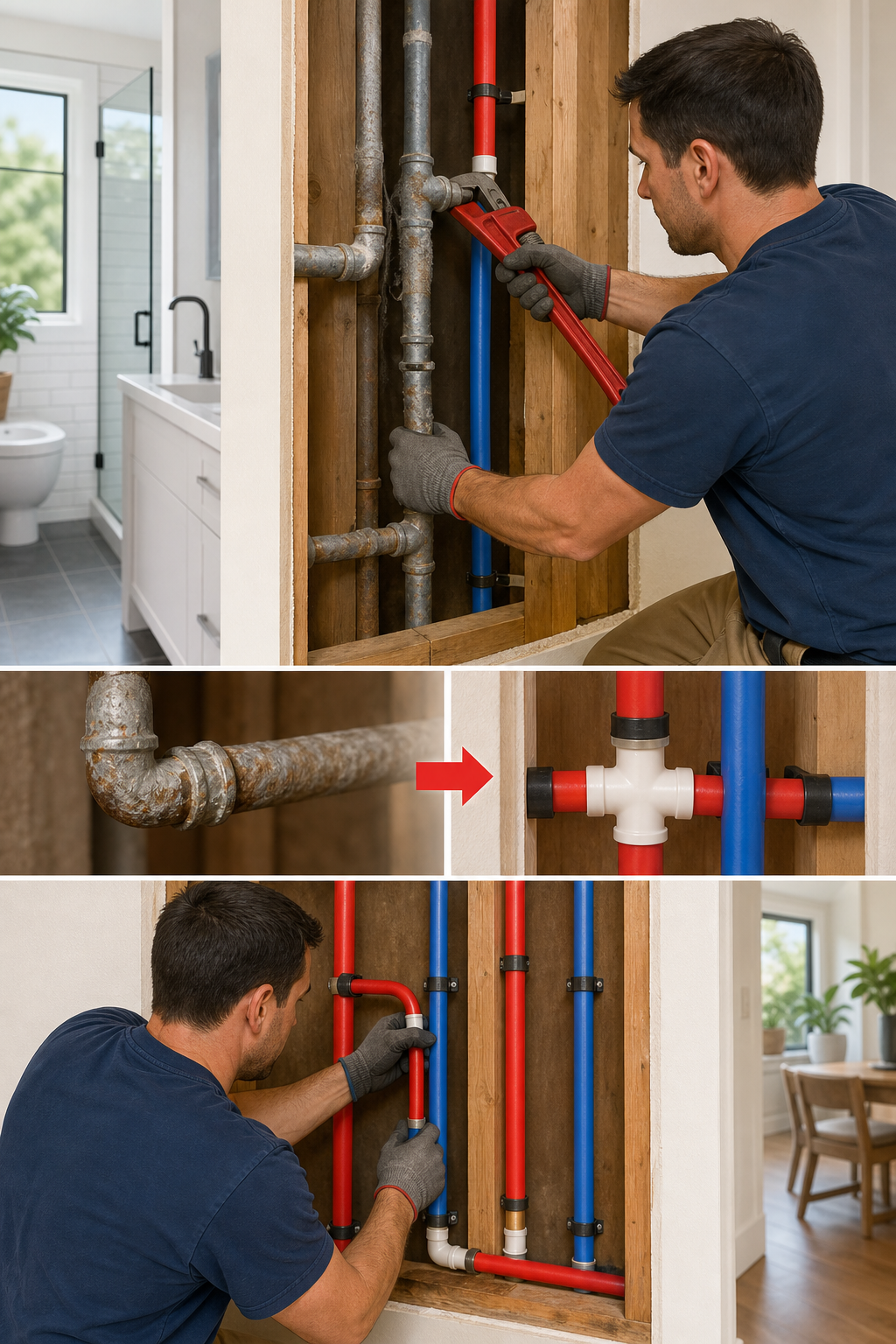 repipe process for galvanized pipe replacement