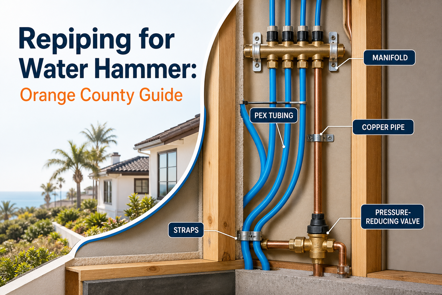 diagram of modern plumbing materials preventing water hammer.