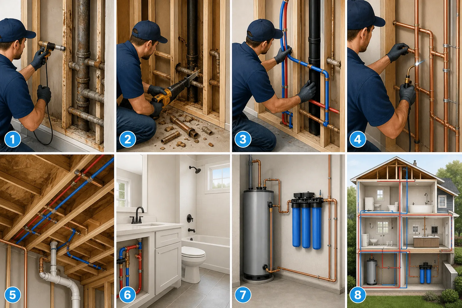 Repiping process illustration