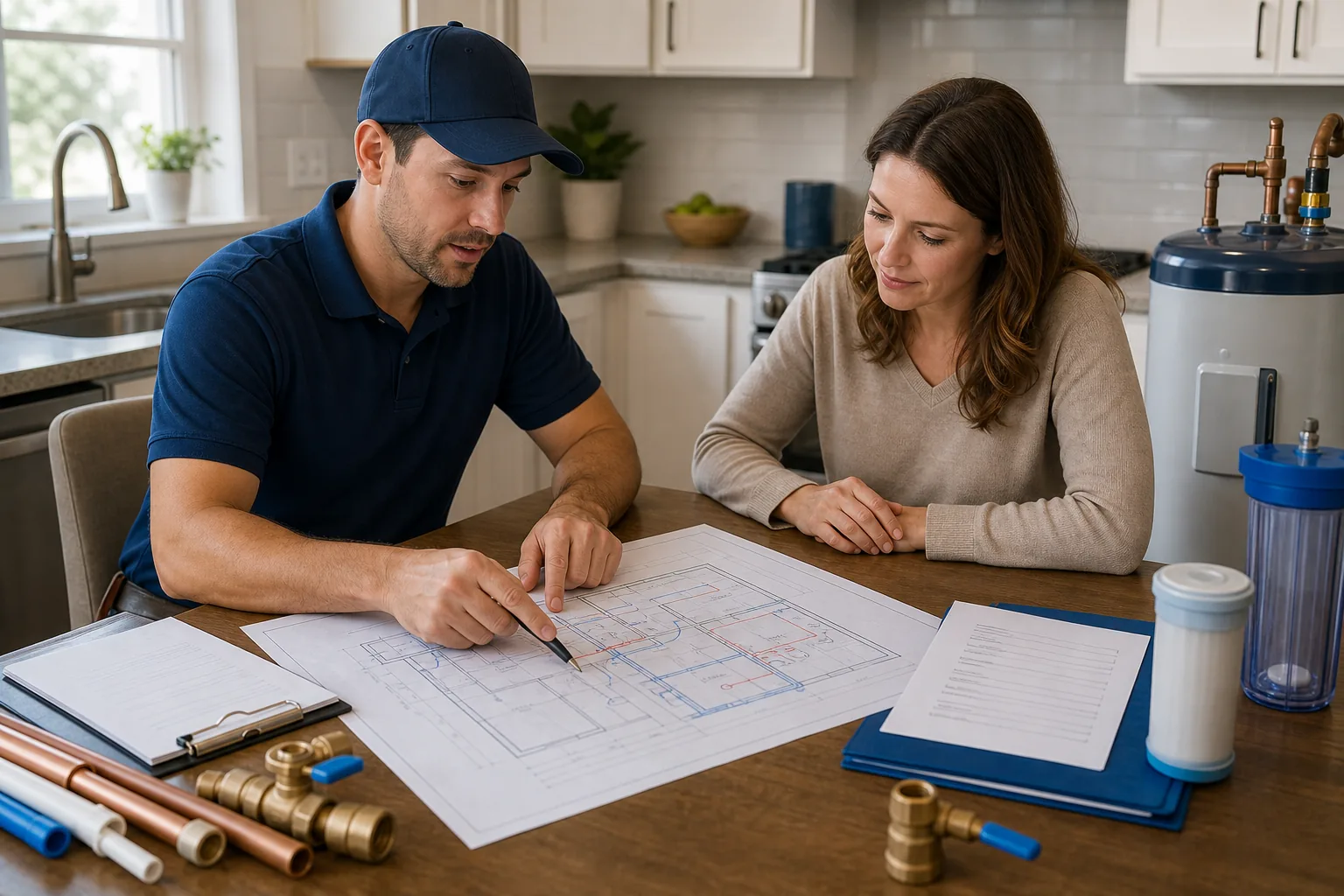 On‑site estimate, permits, and written plan for whole house repipe