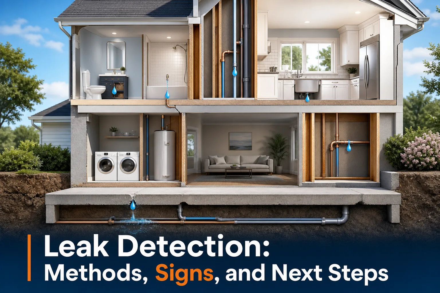 Leak detection hidden pipes residential home