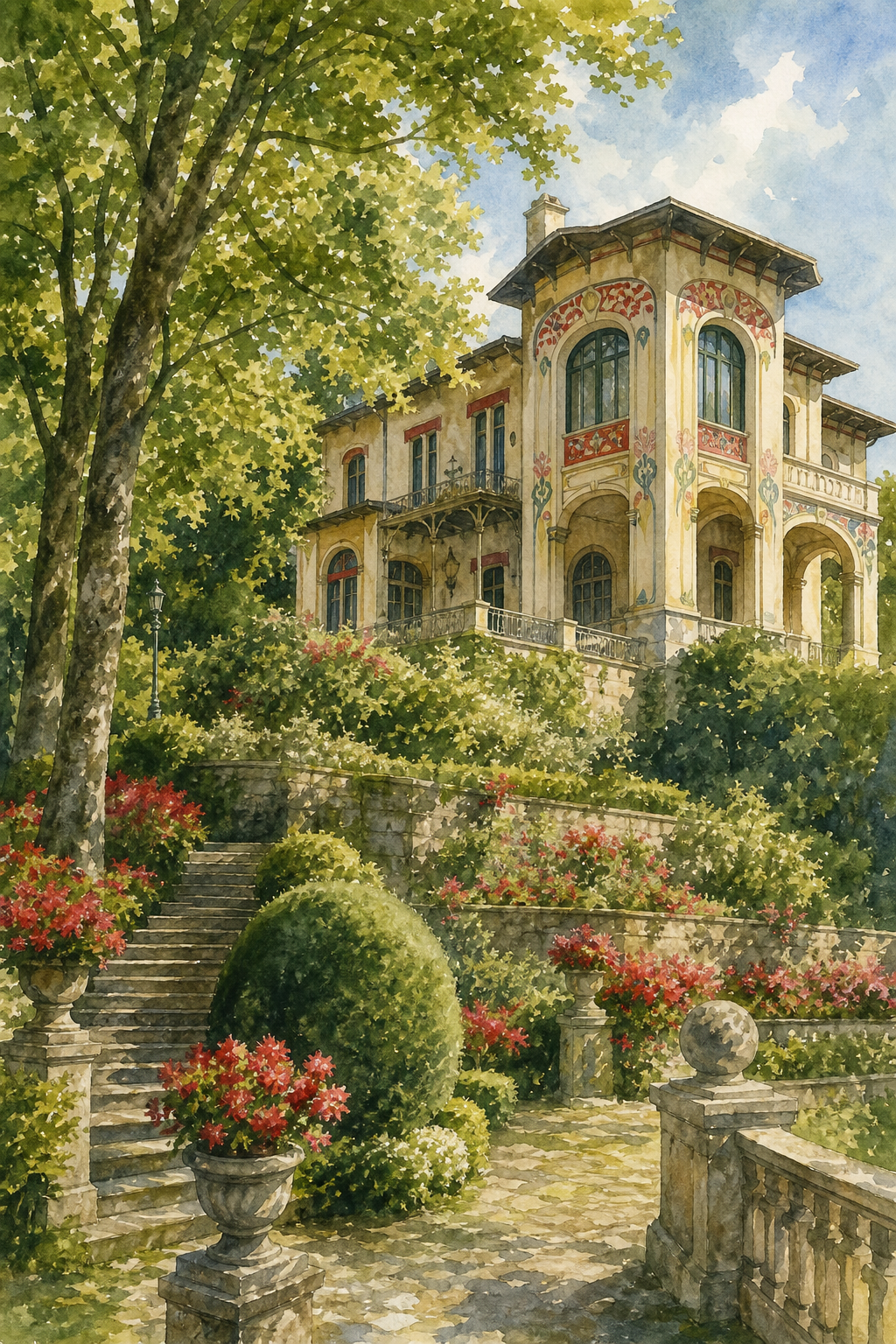 Villino Rubini estate garden view in Brunate