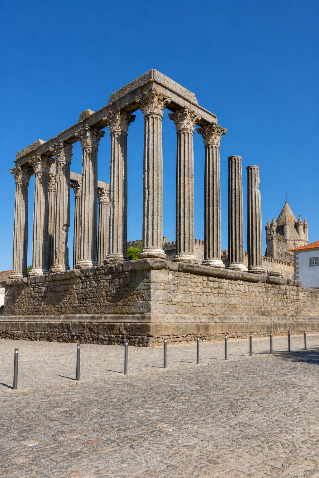 Roman Temple of Évora Portugal day trip from Lisbon with ancient columns.