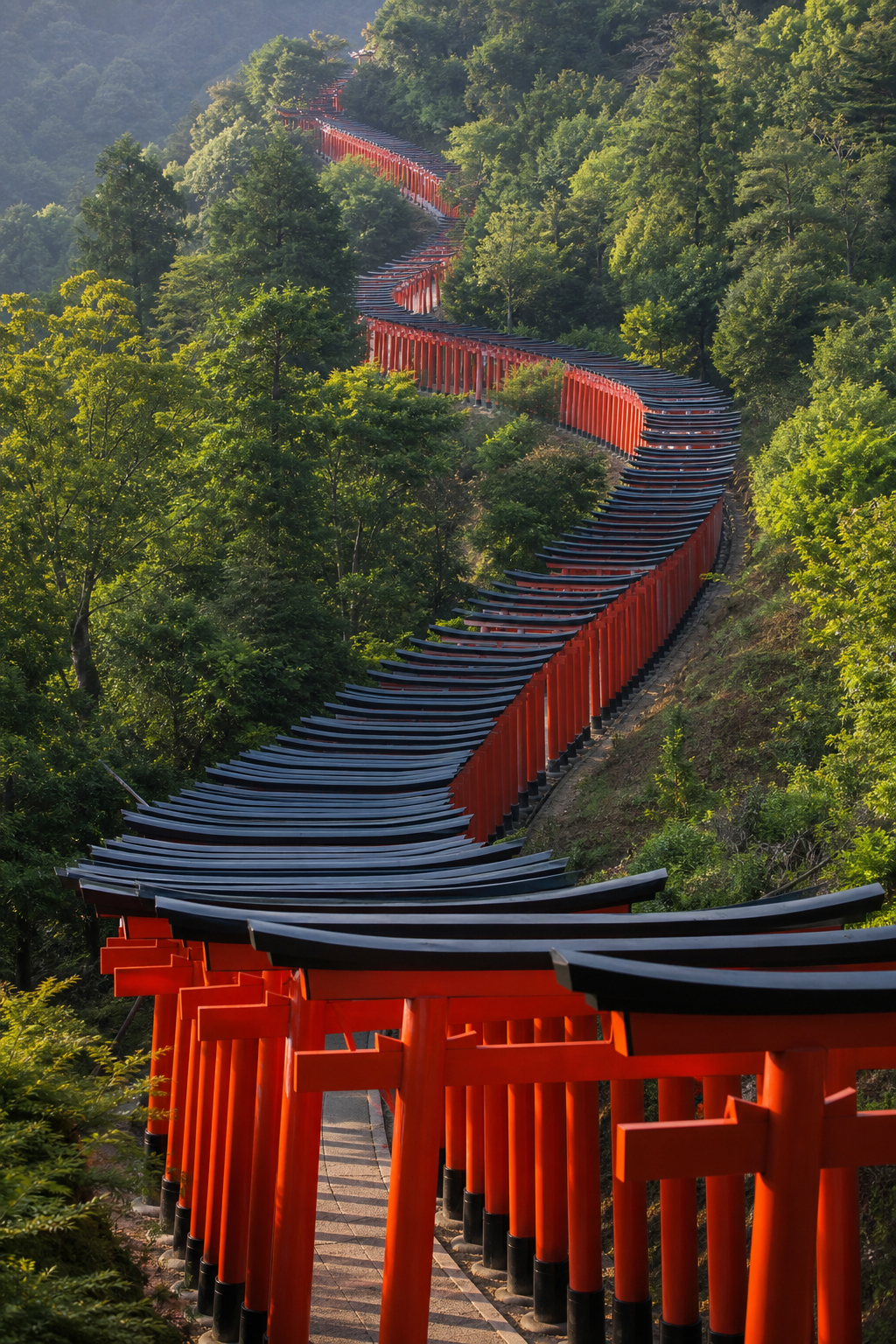 Fushimi Inari Shrine torii gates tunnel Kyoto.