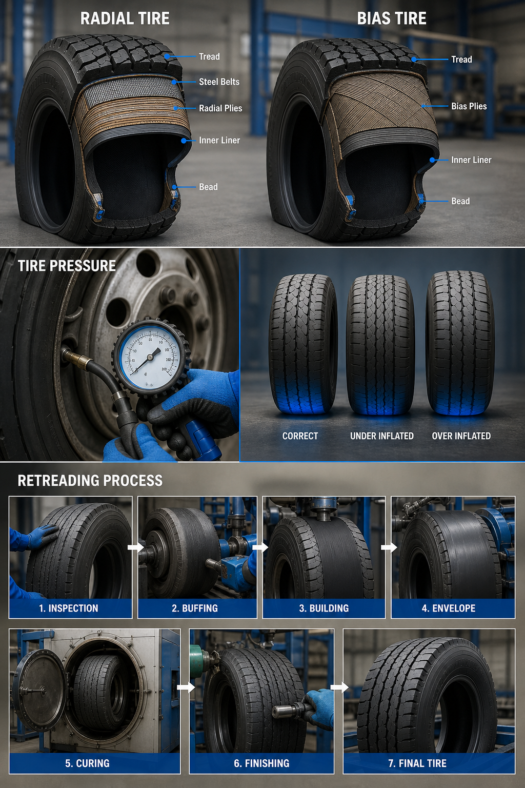 tire type pressure retreading