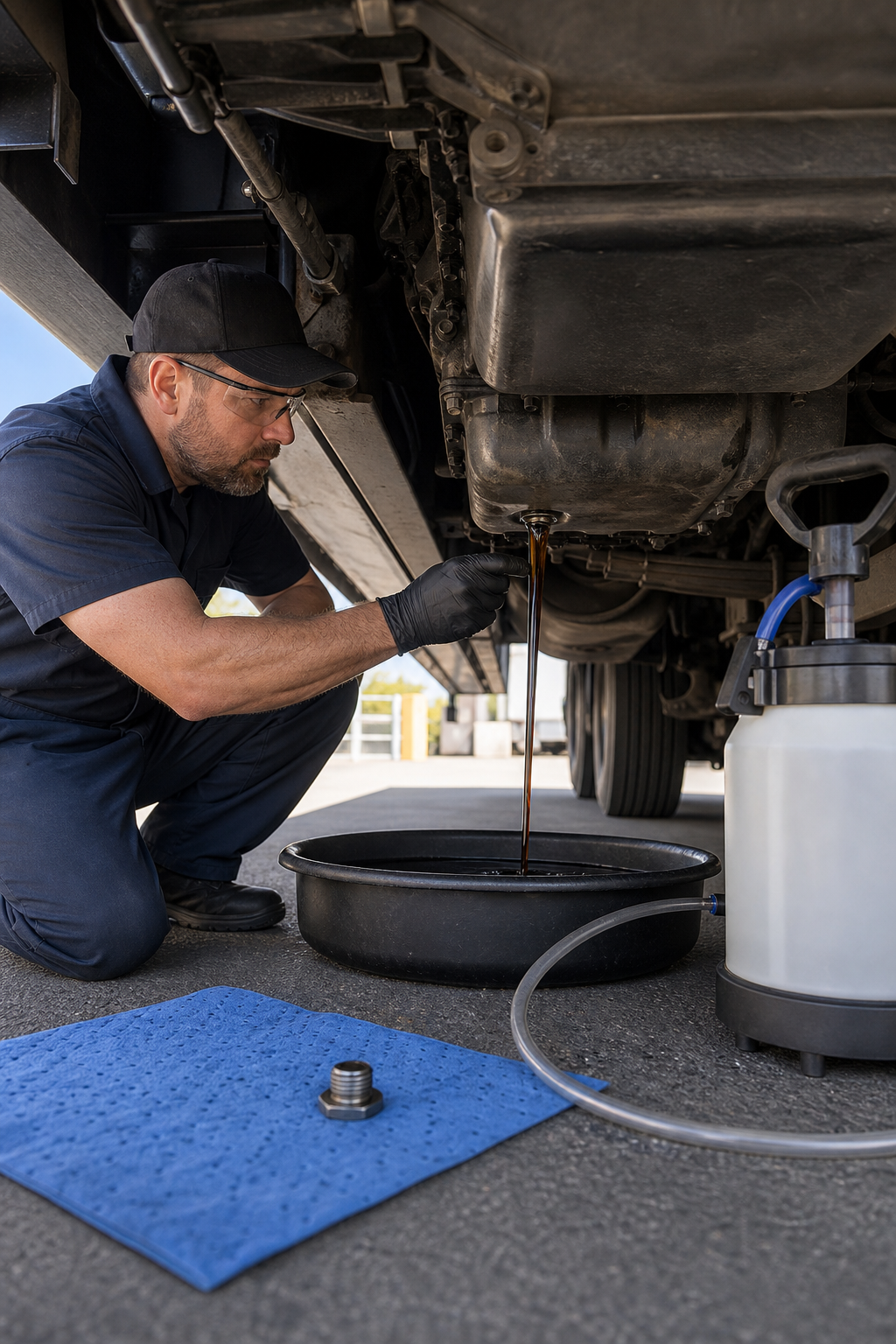 mobile engine oil service for commercial trucks