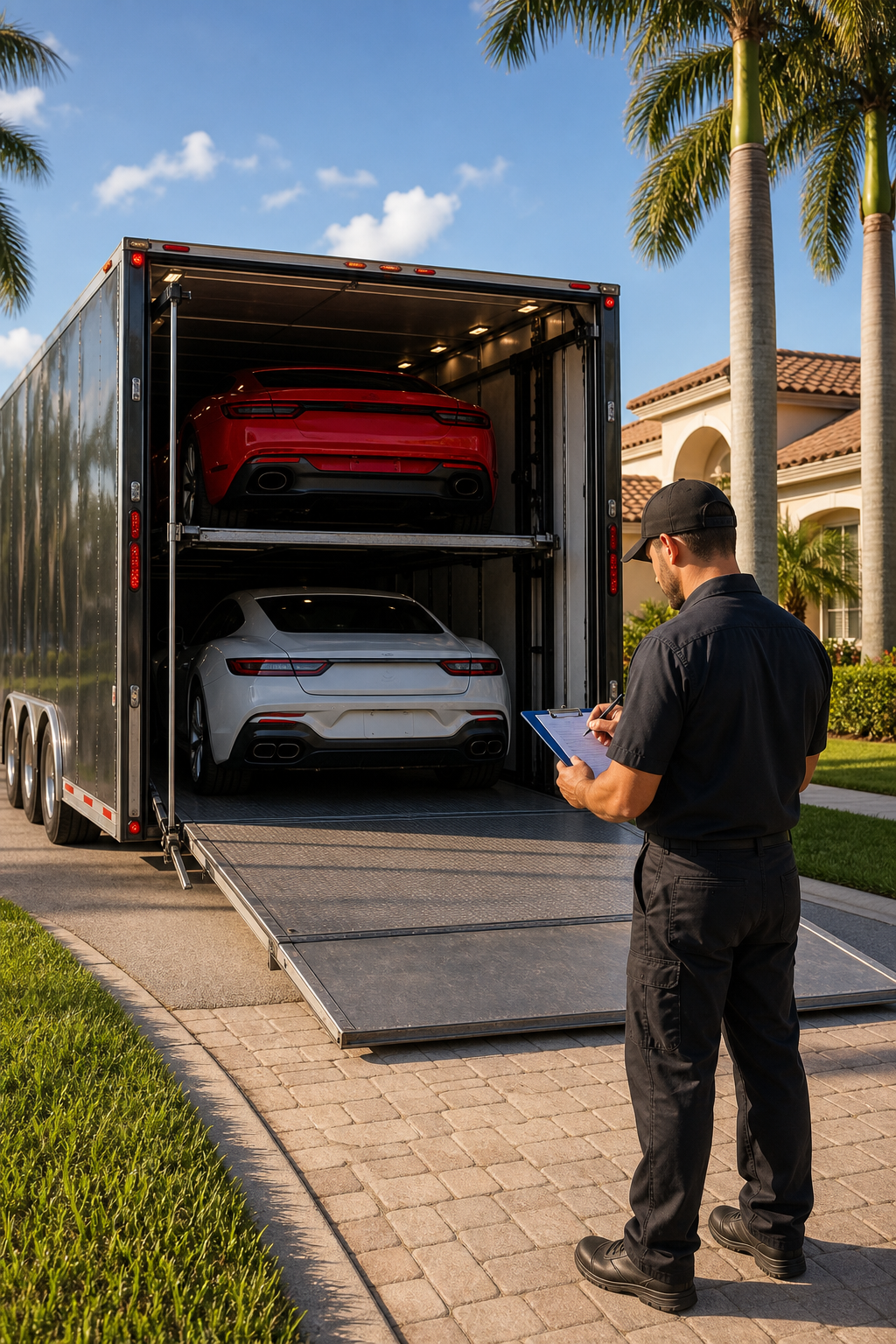 enclosed car transport delivery Florida door-to-door service.