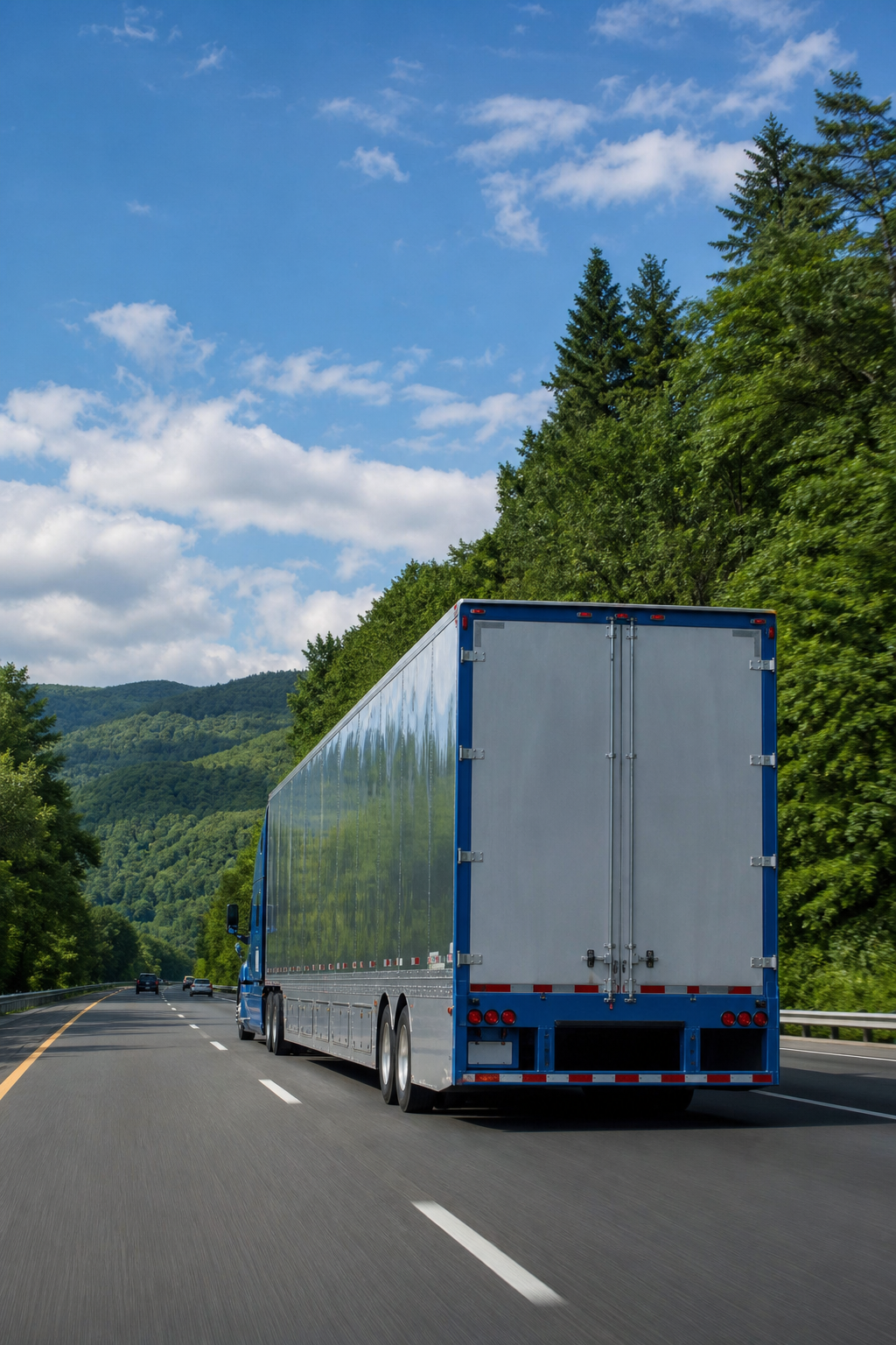 enclosed auto transport carrier on highway for Florida to New York car shipping.