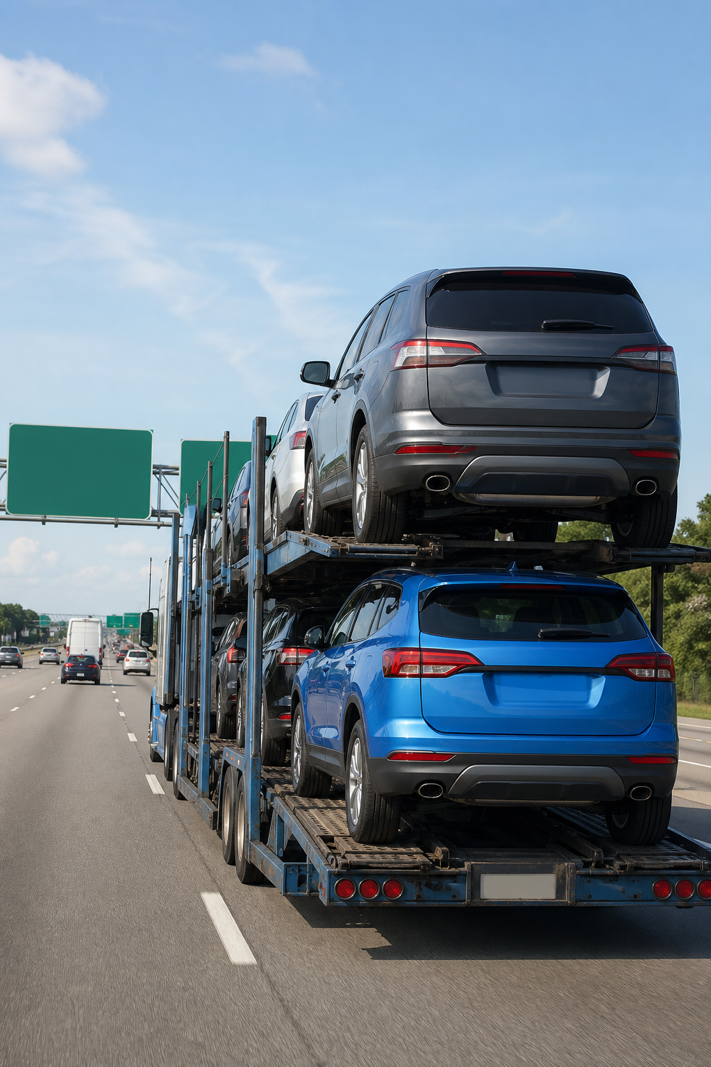budget open car shipping Florida to New York on interstate highway.