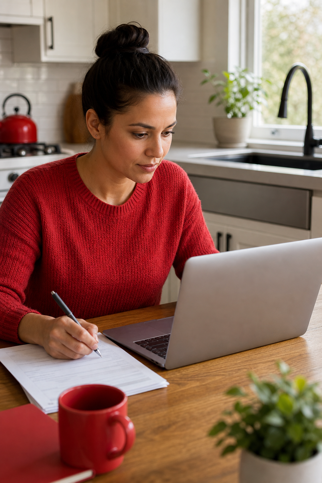 person completing an online title loan application at home.