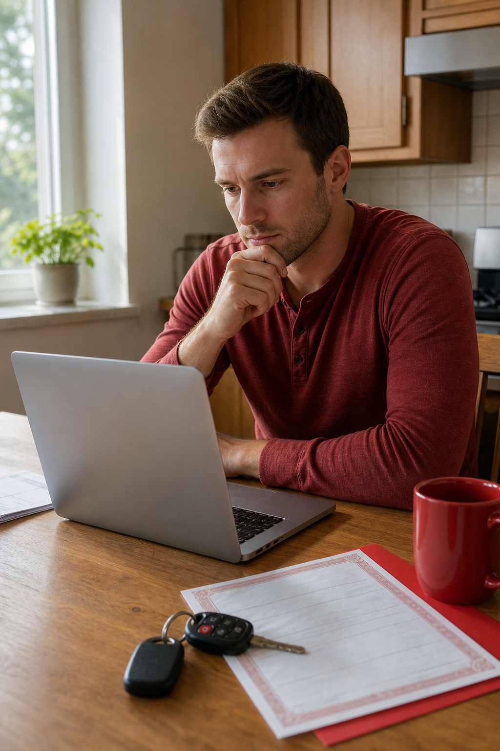 person comparing title loan APR rates online at home.