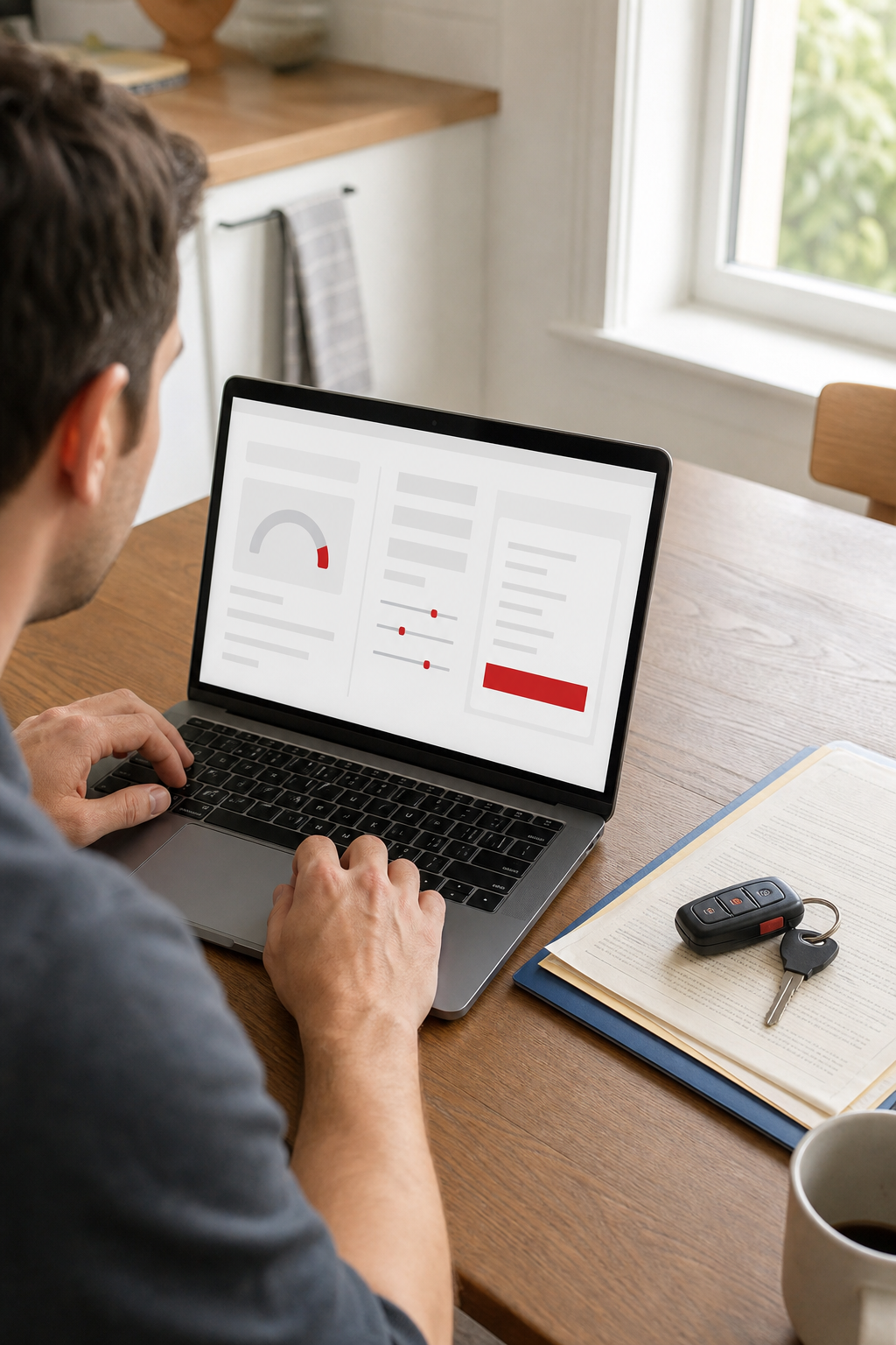 borrower reviewing peer-to-peer car collateral loan offer online.