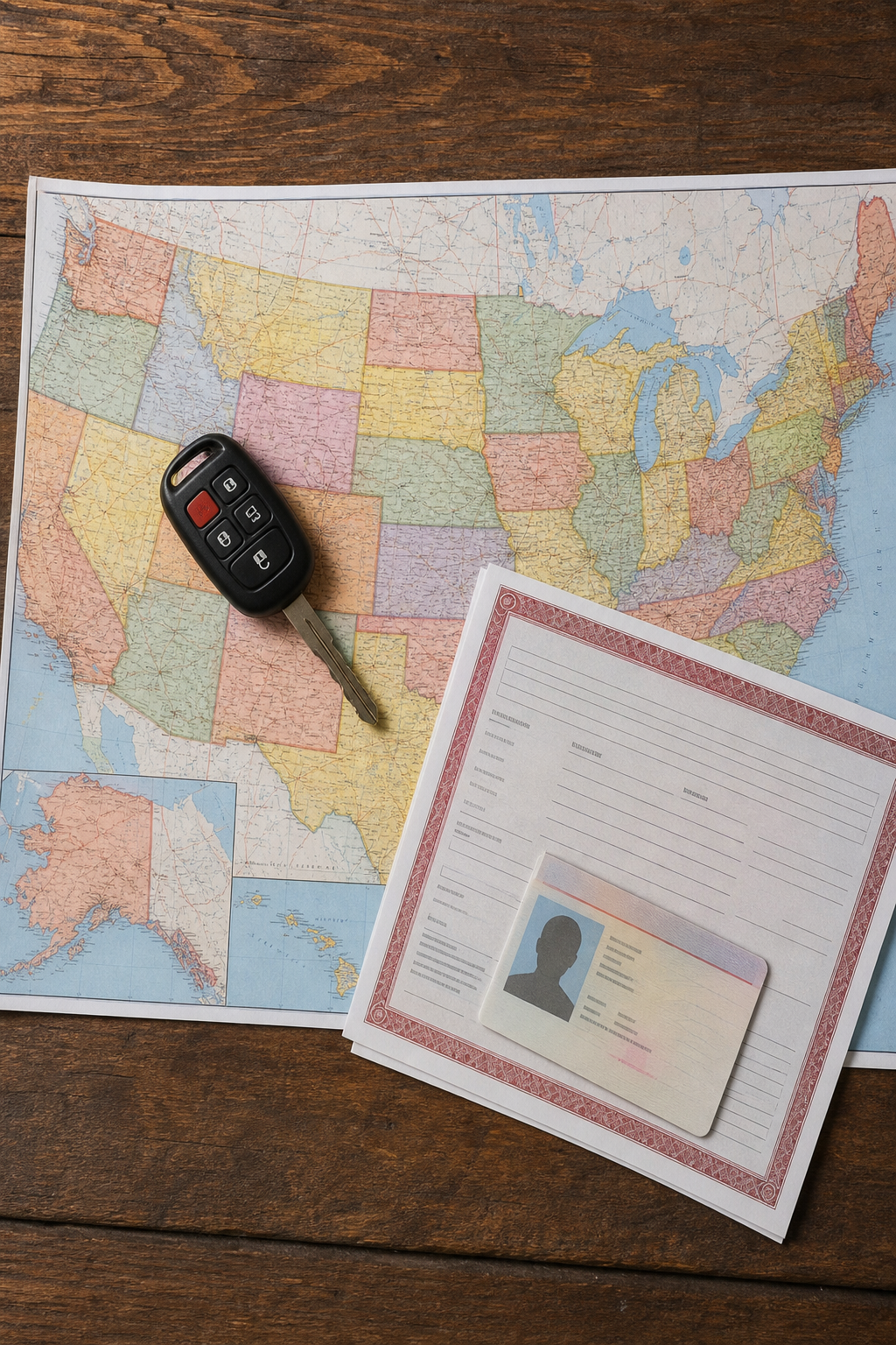 car title loan eligibility documents including vehicle title and government ID across US states.