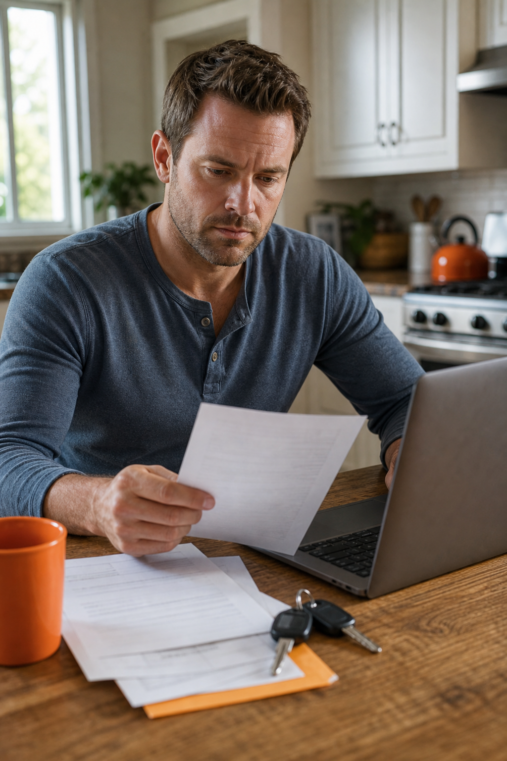 person applying for a car title loan without traditional income proof at home.