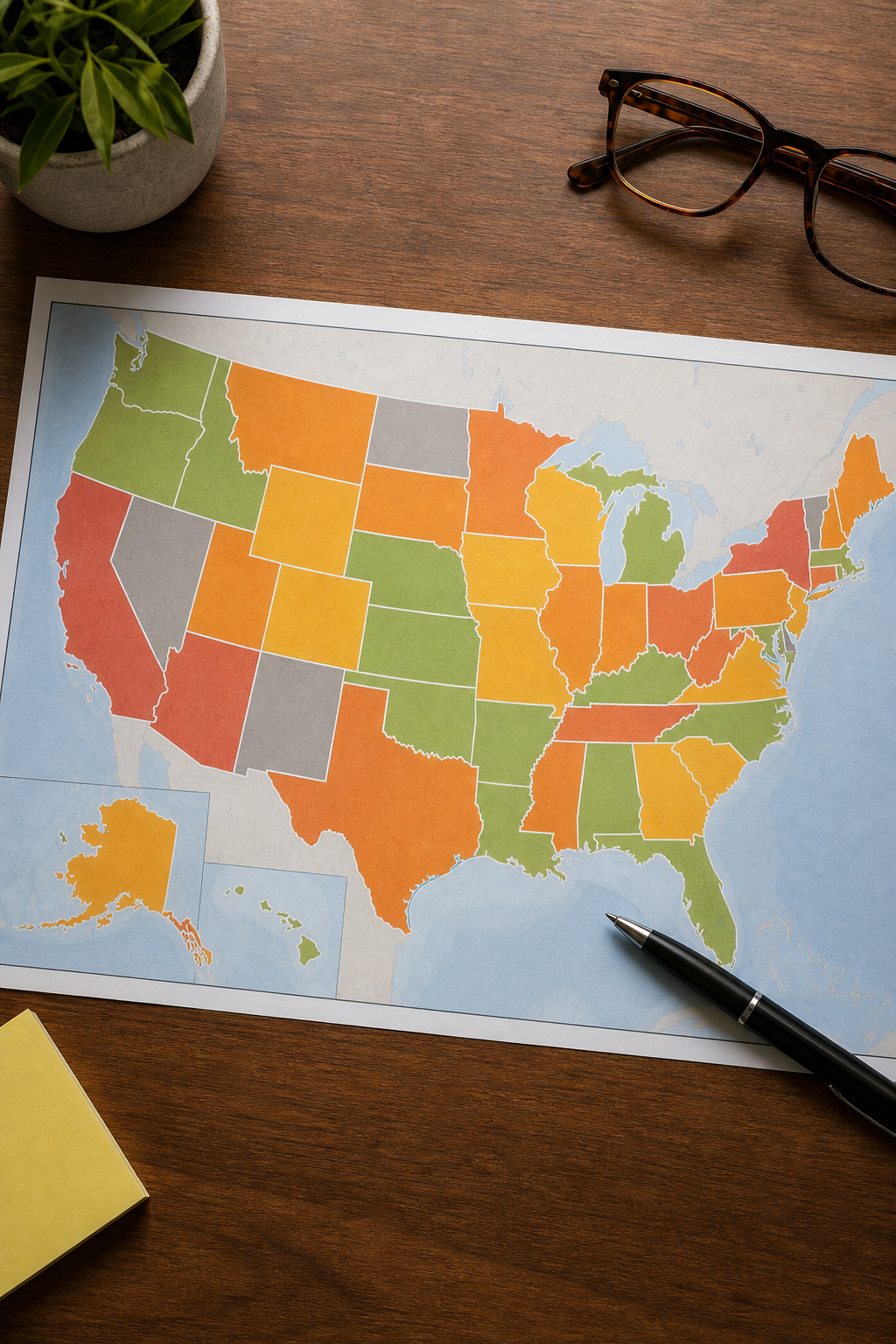 U.S. map showing state-by-state title loan eligibility and regulations.
