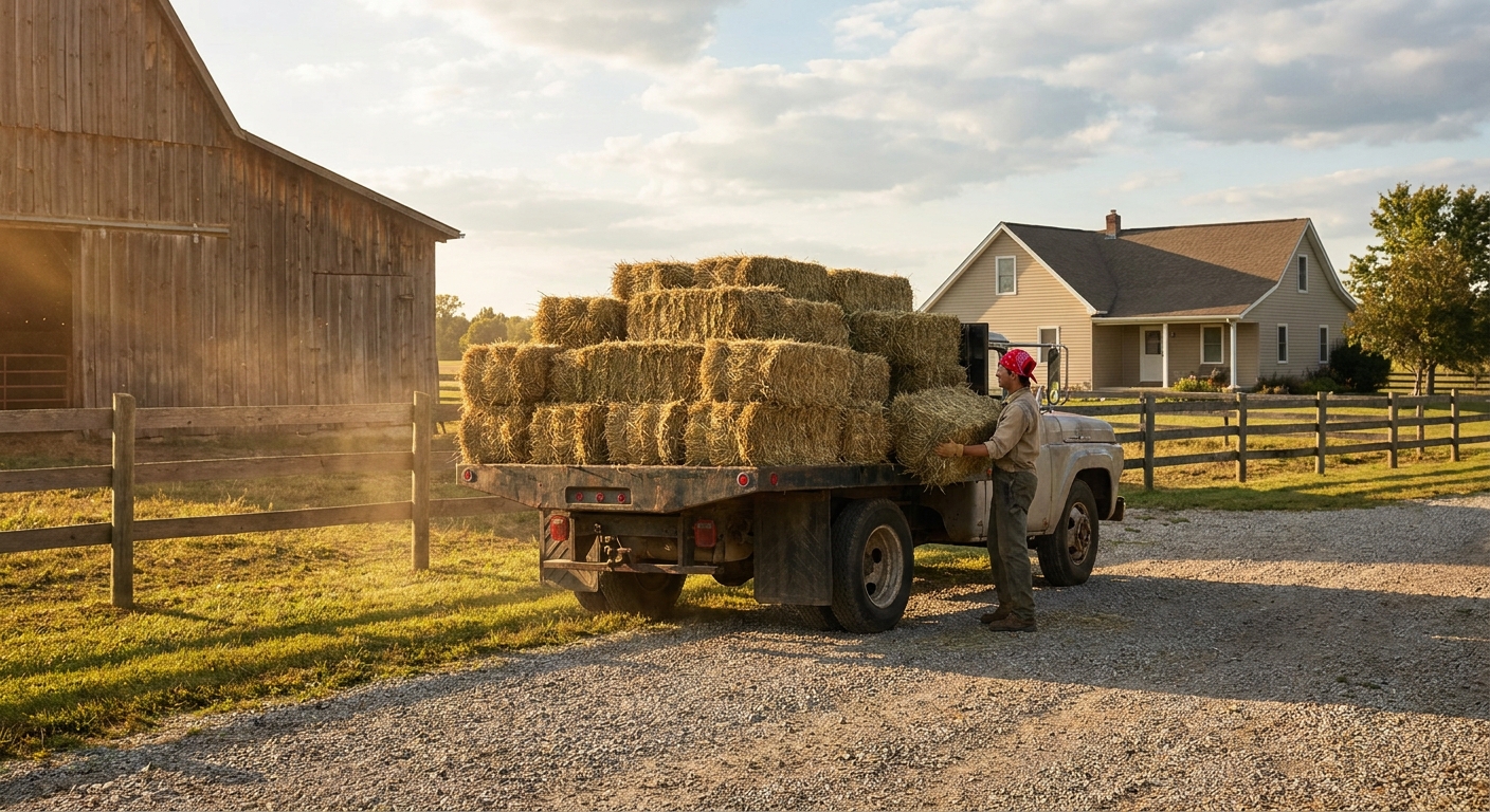 mobile hay vendor delivering bales to a homestead near me.