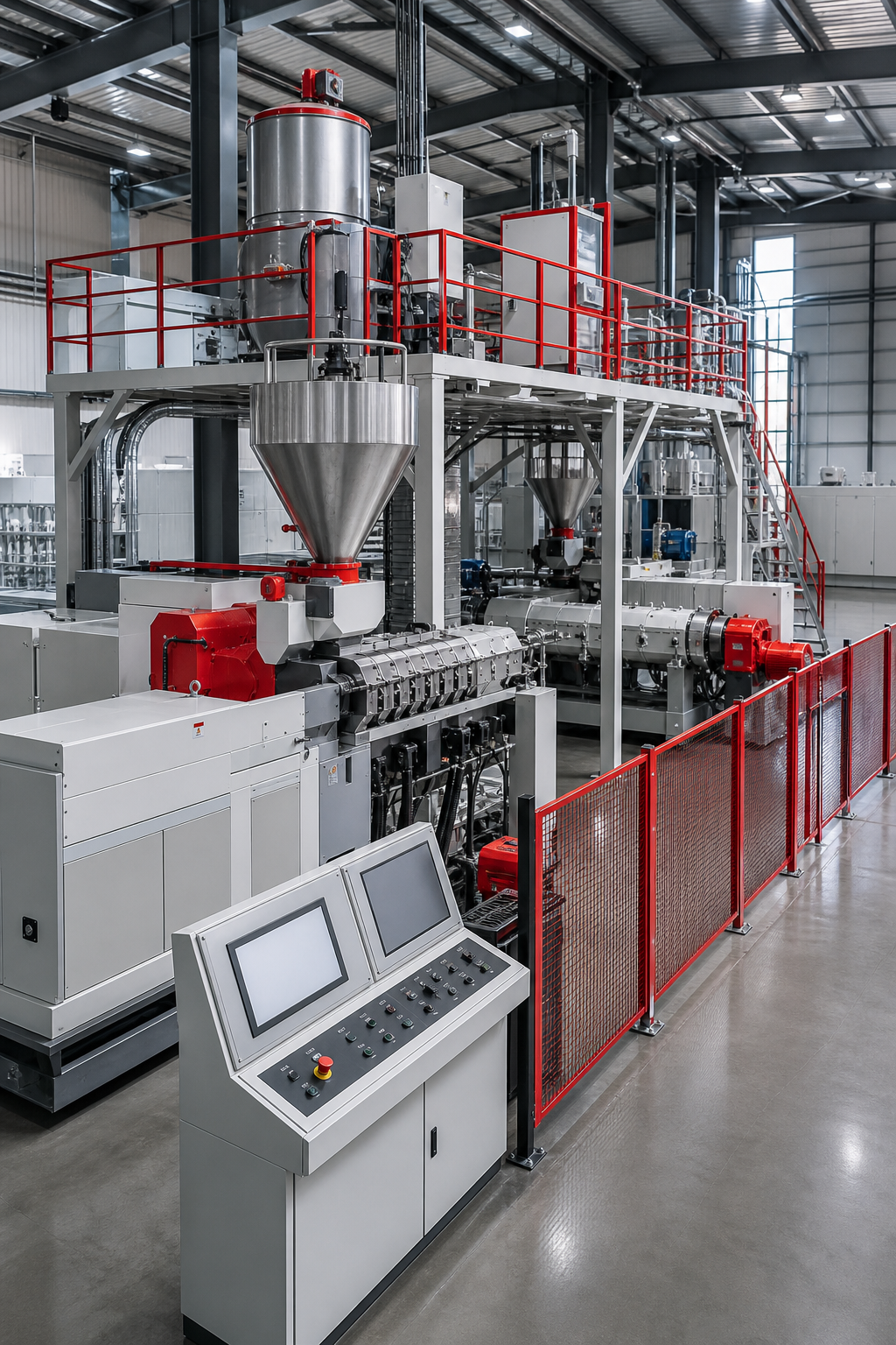 modular twin‑extruder plant layout