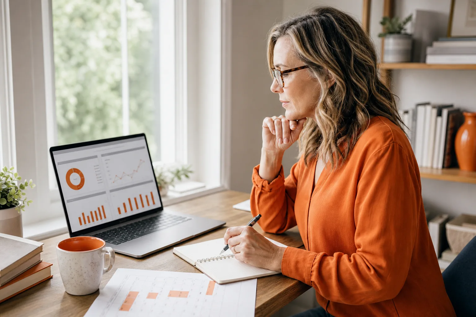 Author reviewing email marketing budget and book launch metrics.