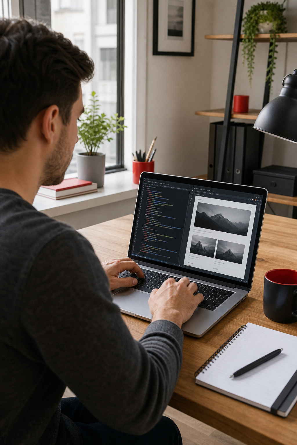 freelance web designer creating a custom website.
