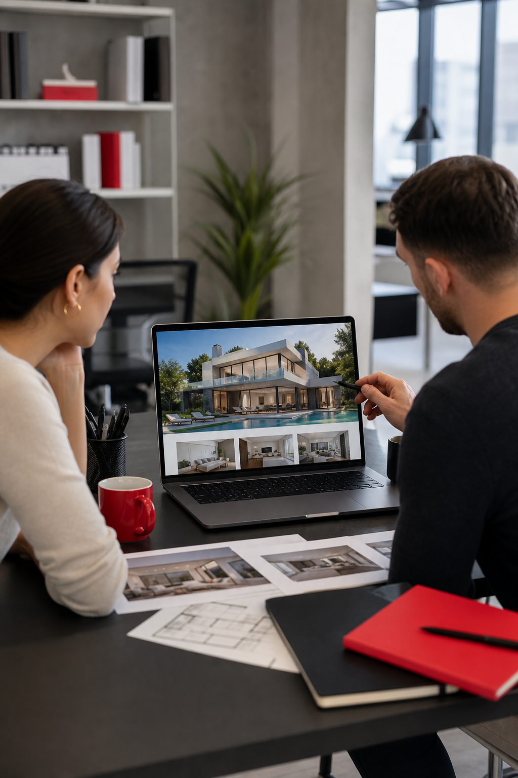 luxury website design mockup in a modern studio